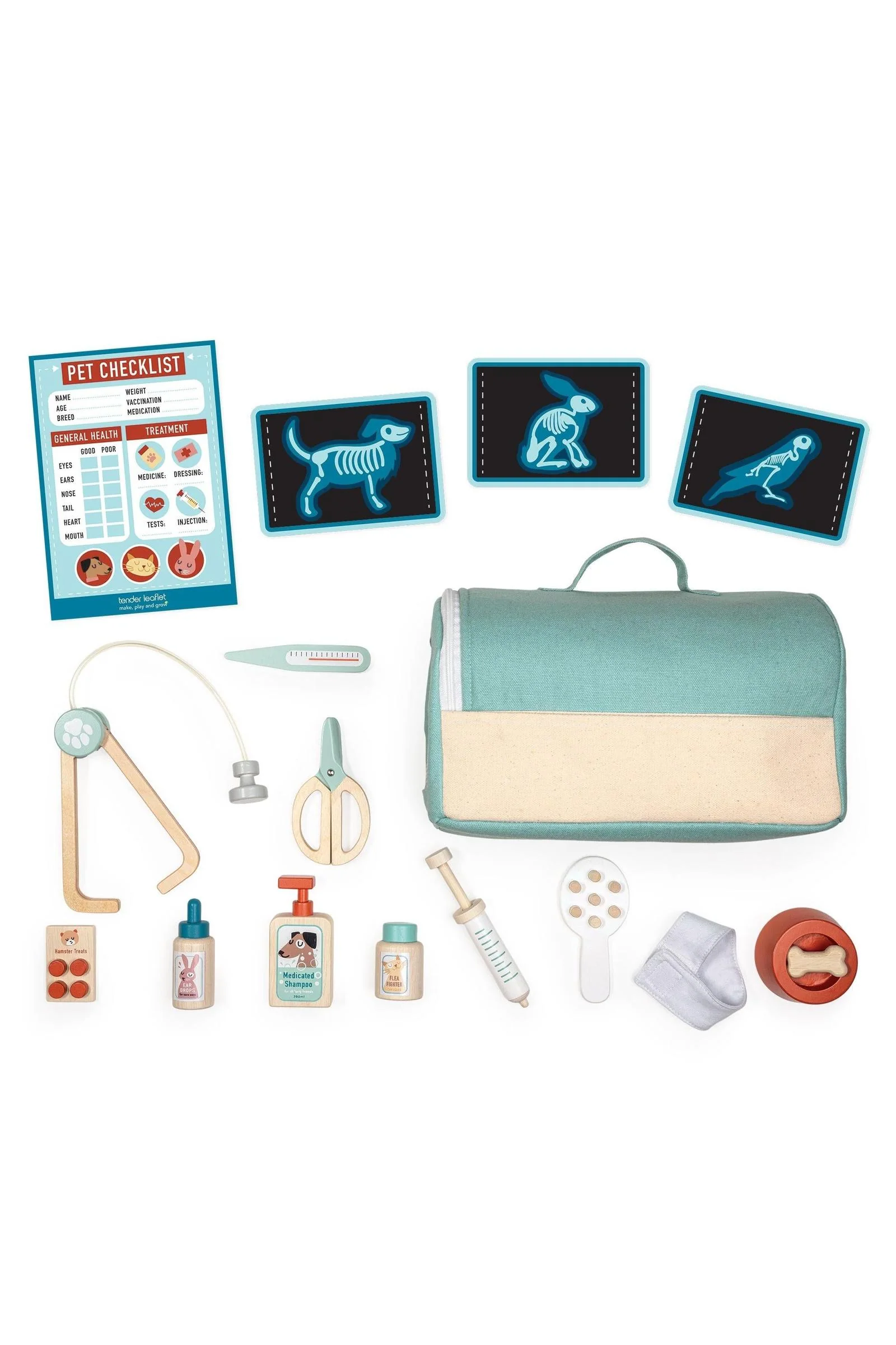 Animal Rescue Vet Case, Wooden Pretend Play Veterinary Set - Image 4