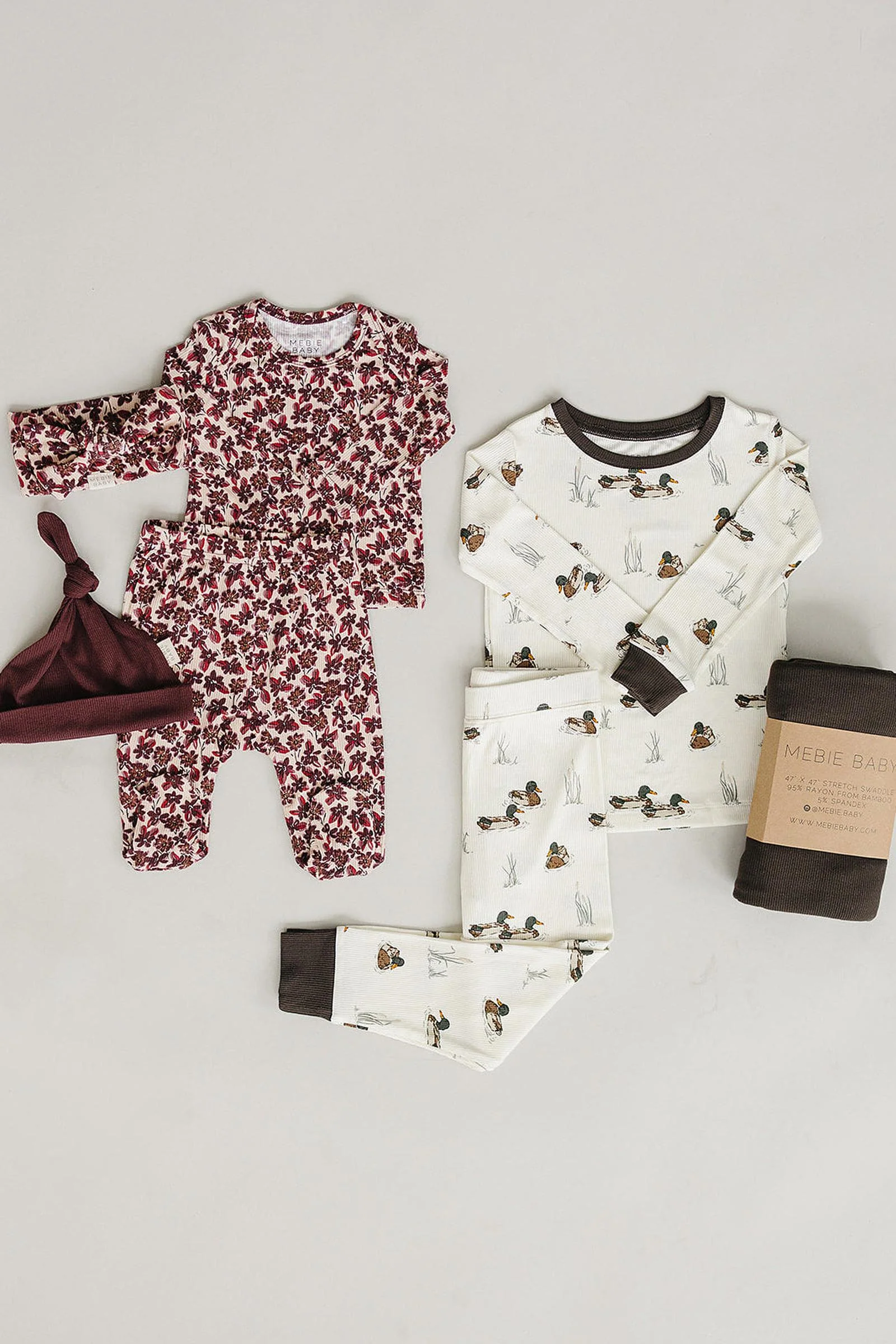 Antique Floral Ribbed Bamboo Layette Set, Baby Essentials - Image 4