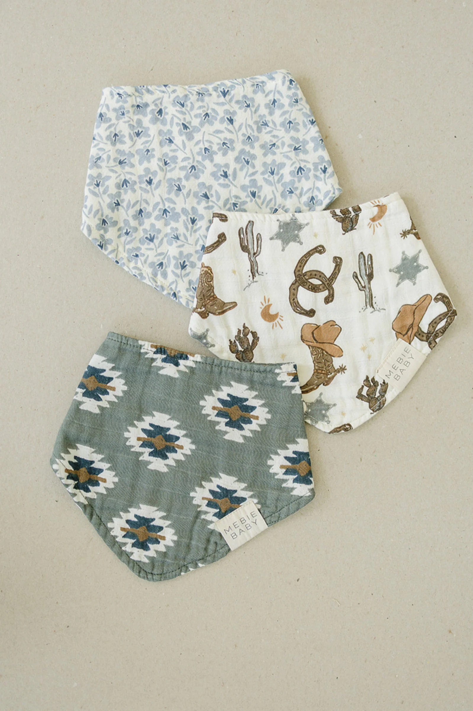 Blue Blossom Classic Muslin Bib, 100% Cotton, Modern, Baby - Image 3