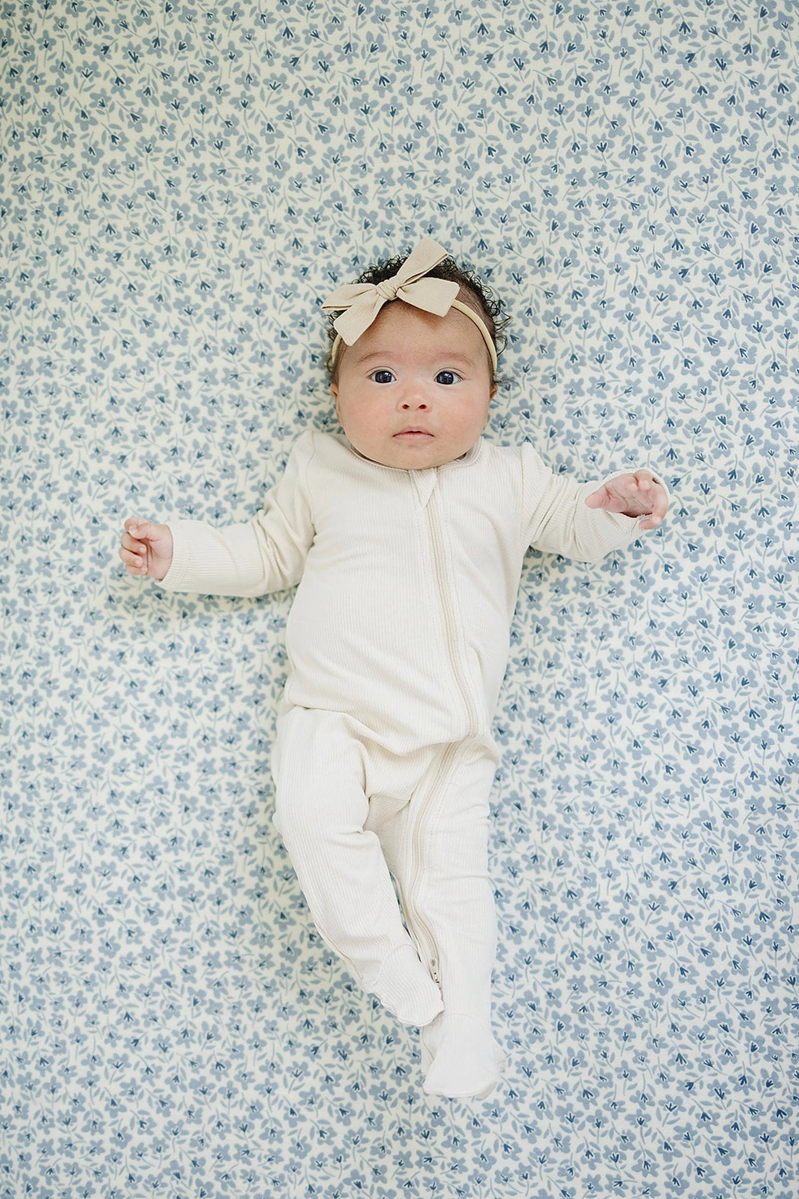 Blue Blossom Muslin Crib Sheet, 100% Cotton, Baby Essentials - Image 3