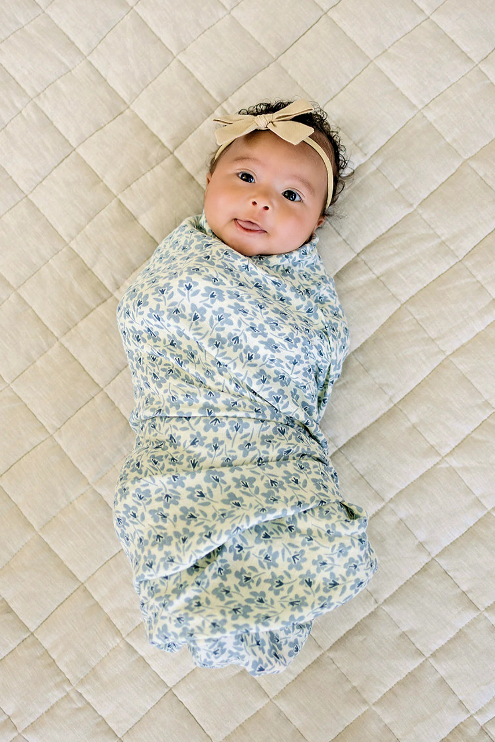 Blue Blossom Muslin Swaddle Blanket, 100% Cotton, Modern, Baby