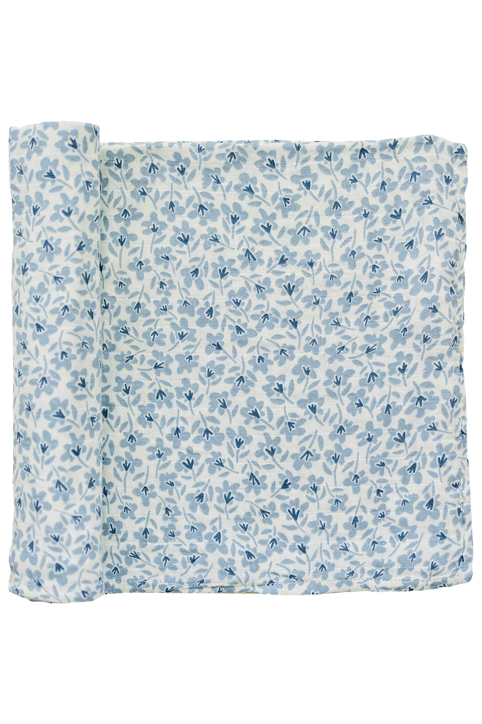 Blue Blossom Muslin Swaddle Blanket, 100% Cotton, Modern, Baby - Image 2