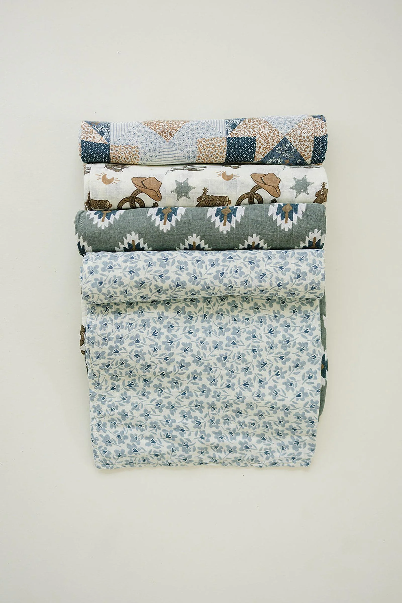 Blue Blossom Muslin Swaddle Blanket, 100% Cotton, Modern, Baby - Image 4