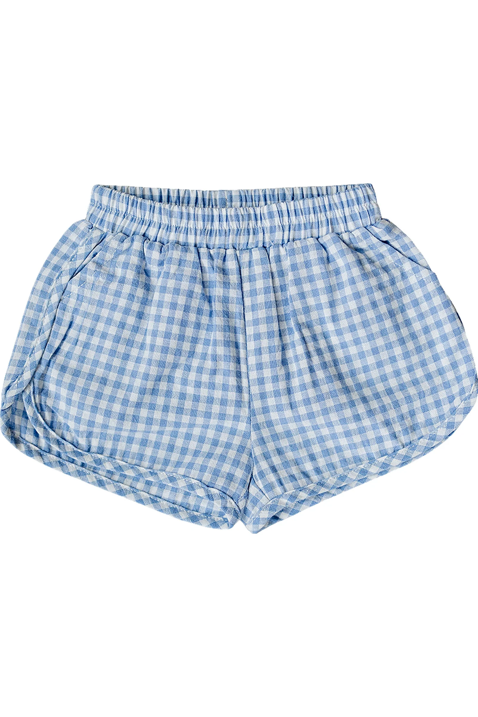 Cotton Blue Gingham Shorts for Girls, Baby - Kids - Image 2
