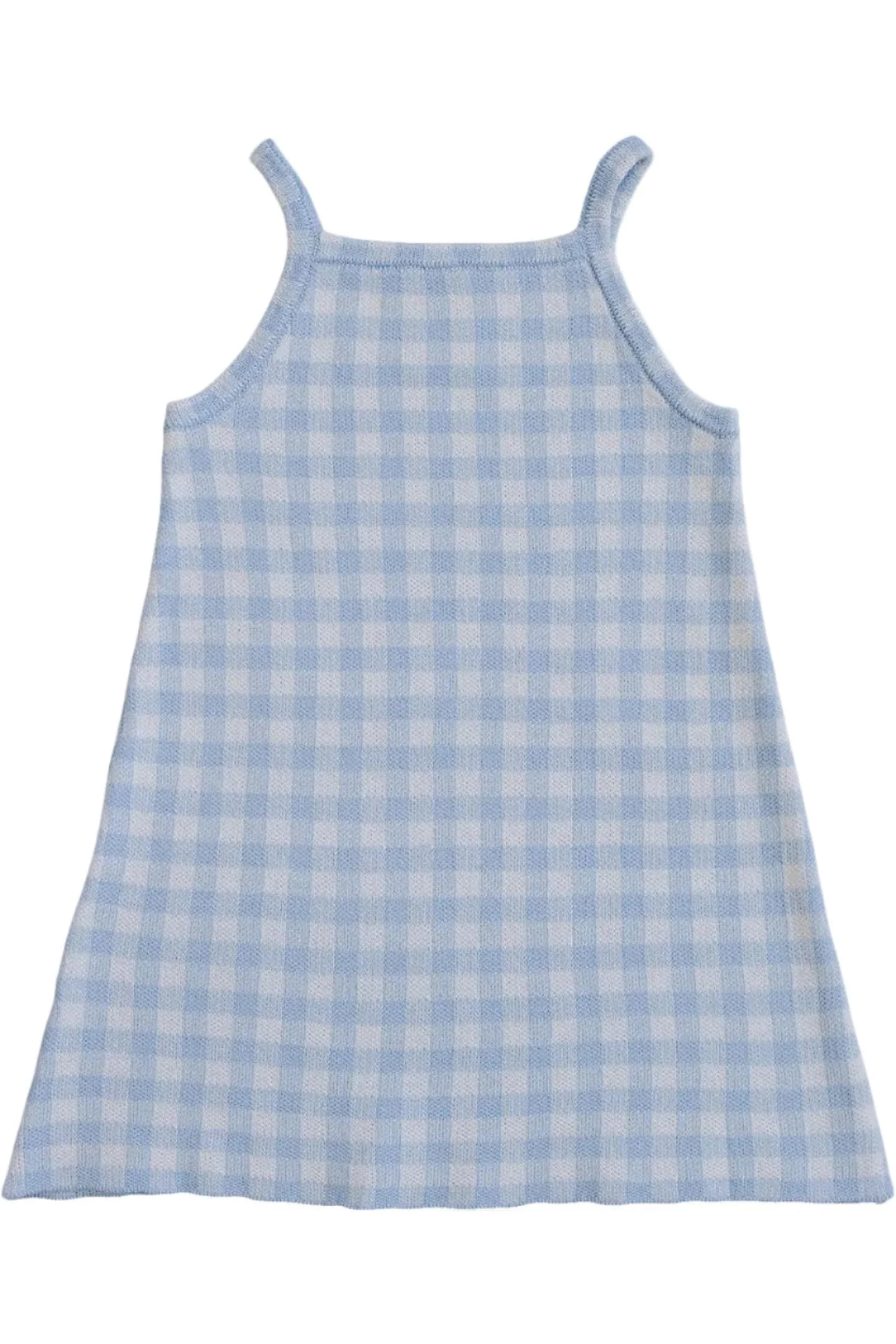 Cotton Blue Knit Gingham Dress, Baby - Kids - Image 2