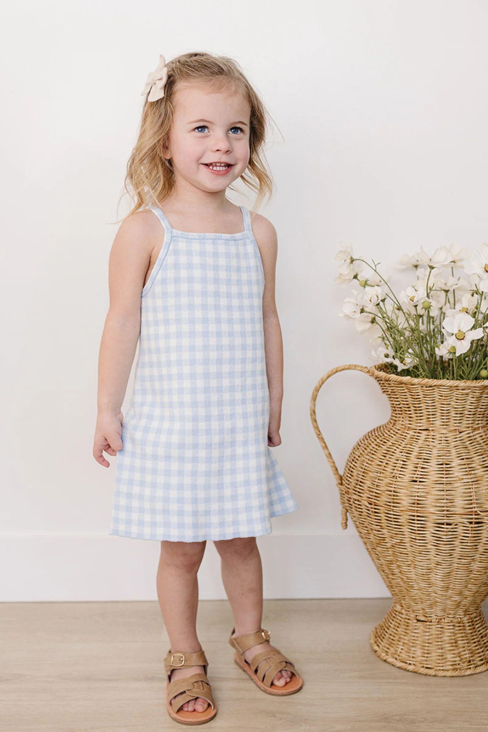 Cotton Blue Knit Gingham Dress, Baby - Kids - Image 4