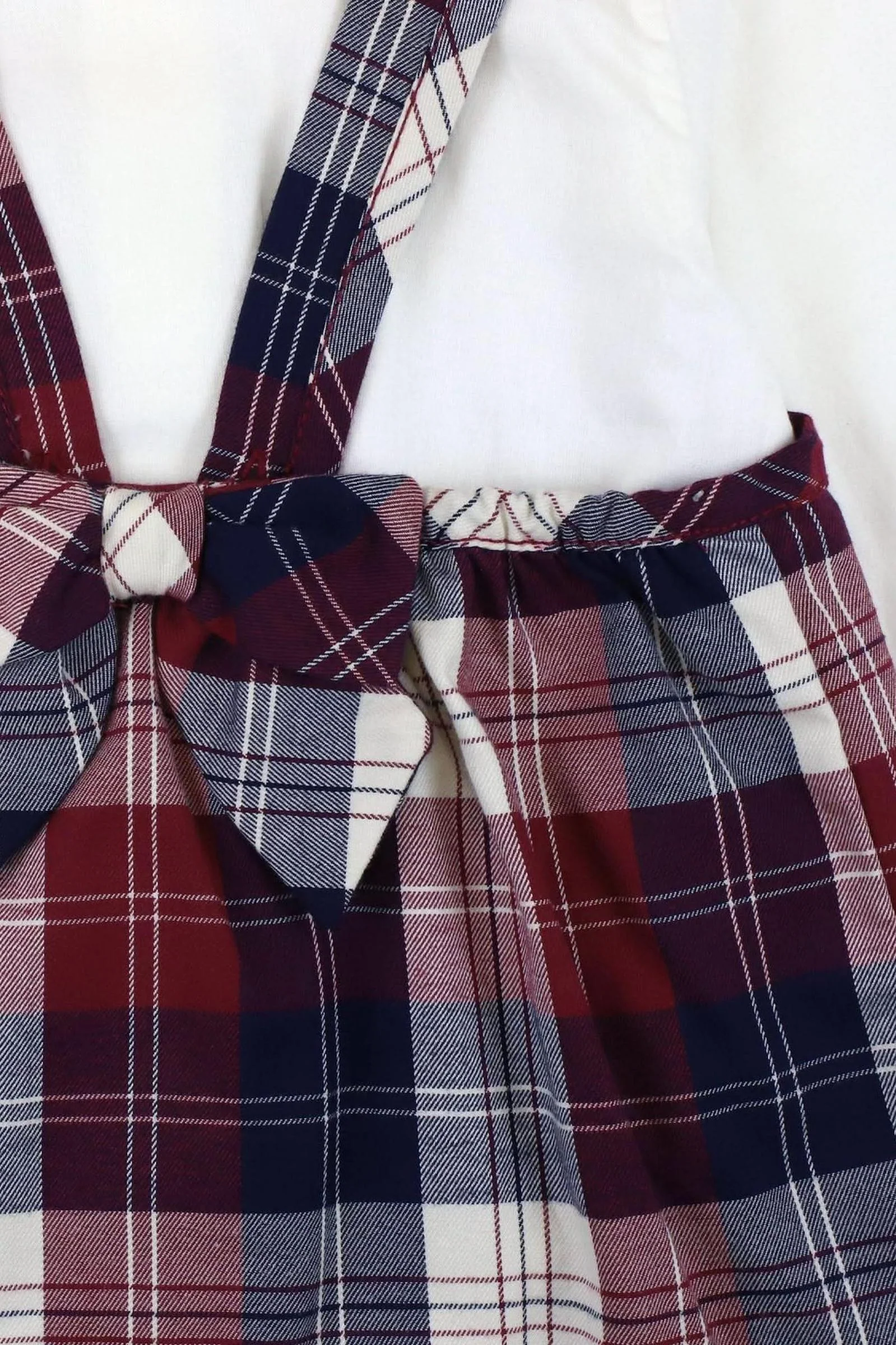 Organic Cotton Peter Pan Collar Bodysuit & Plaid Jumper Set for Girls, Berry Tartan, Baby - Image 4