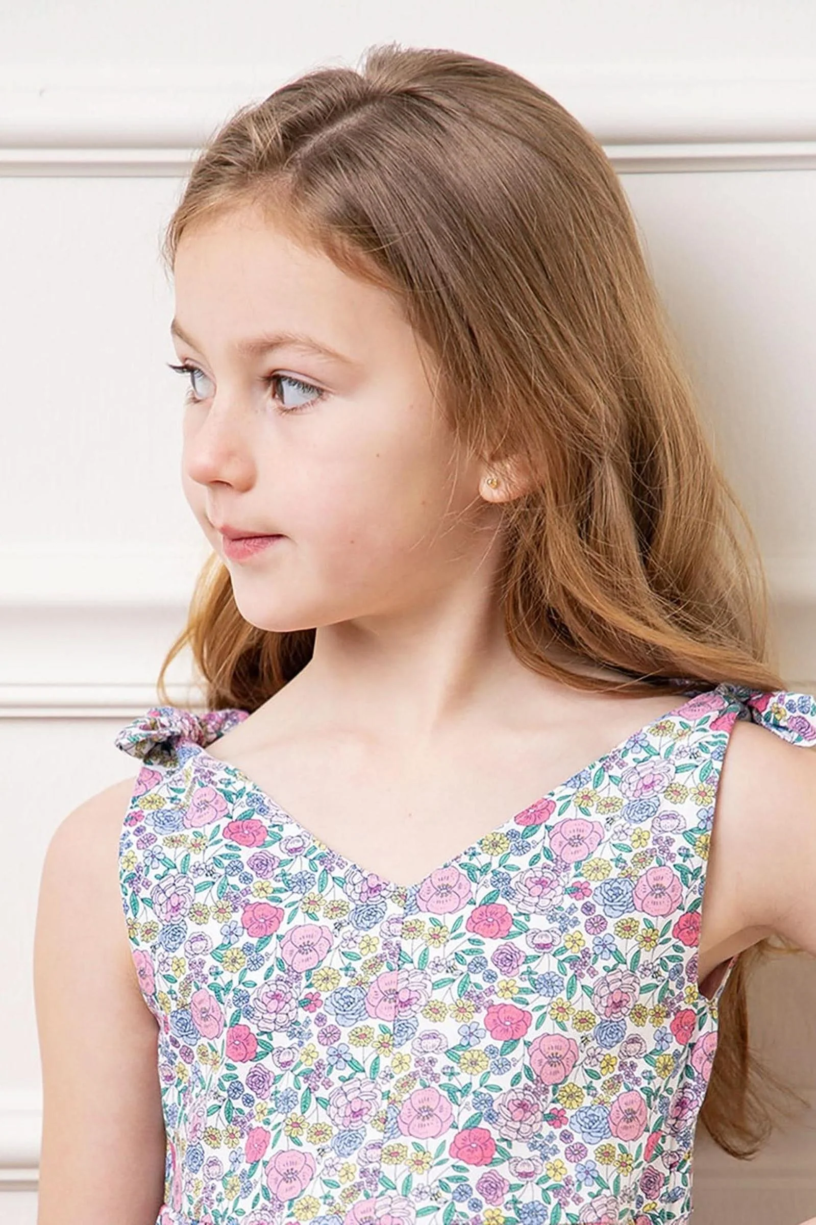 Linen Bow Shoulder Swing Dress for Girls, Floral, Toddler & Kids - Image 3
