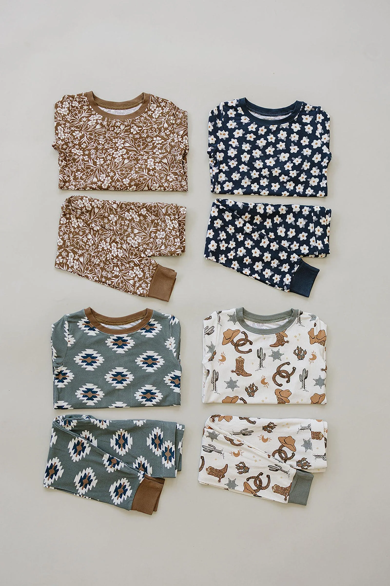 Brown Floral Ribbed Cozy Pajama Set, Bamboo, Baby, Toddler & Kids - Image 4