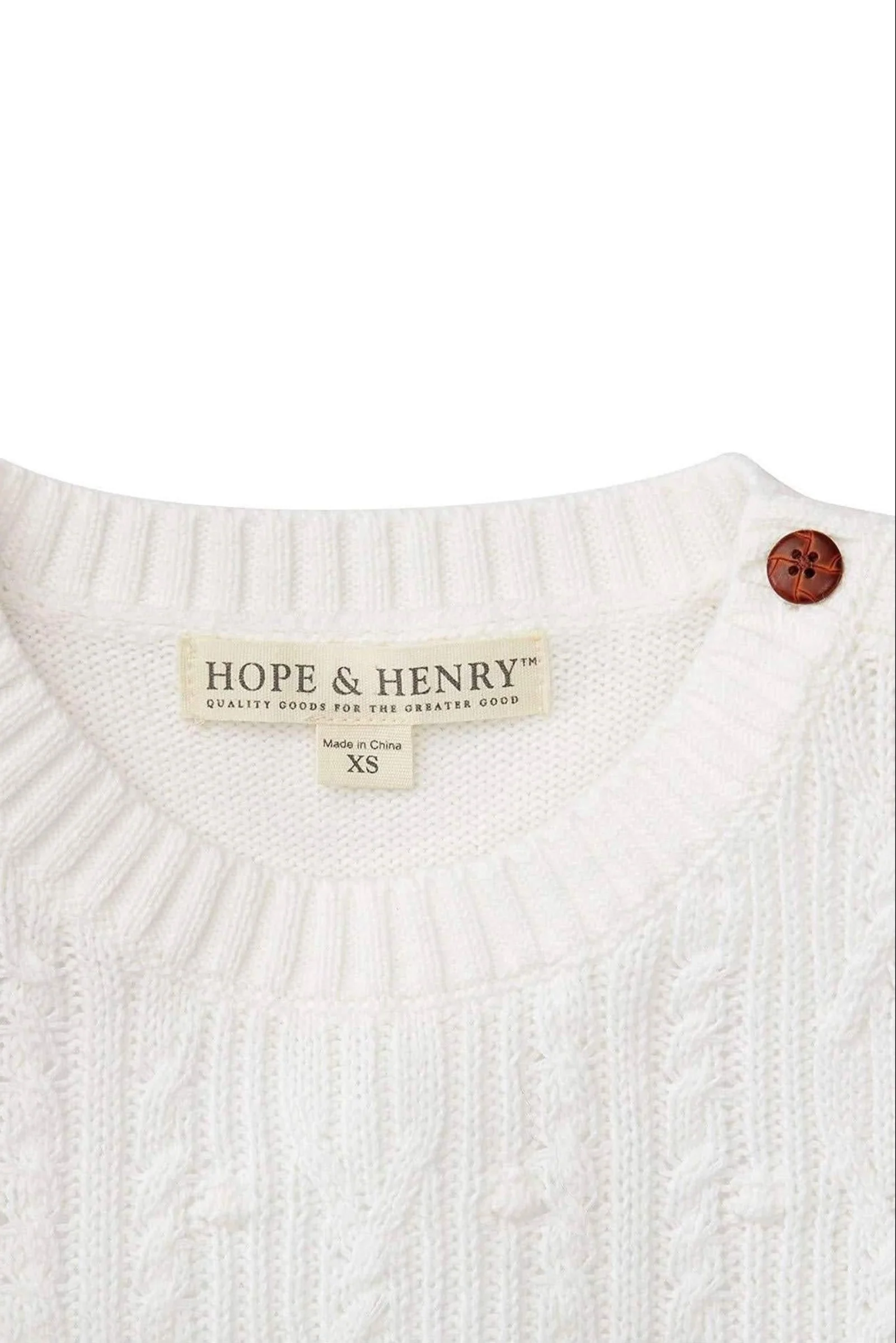 Organic Cotton Cable Knit Button Sweater for Girls, Soft White, Baby - Image 3