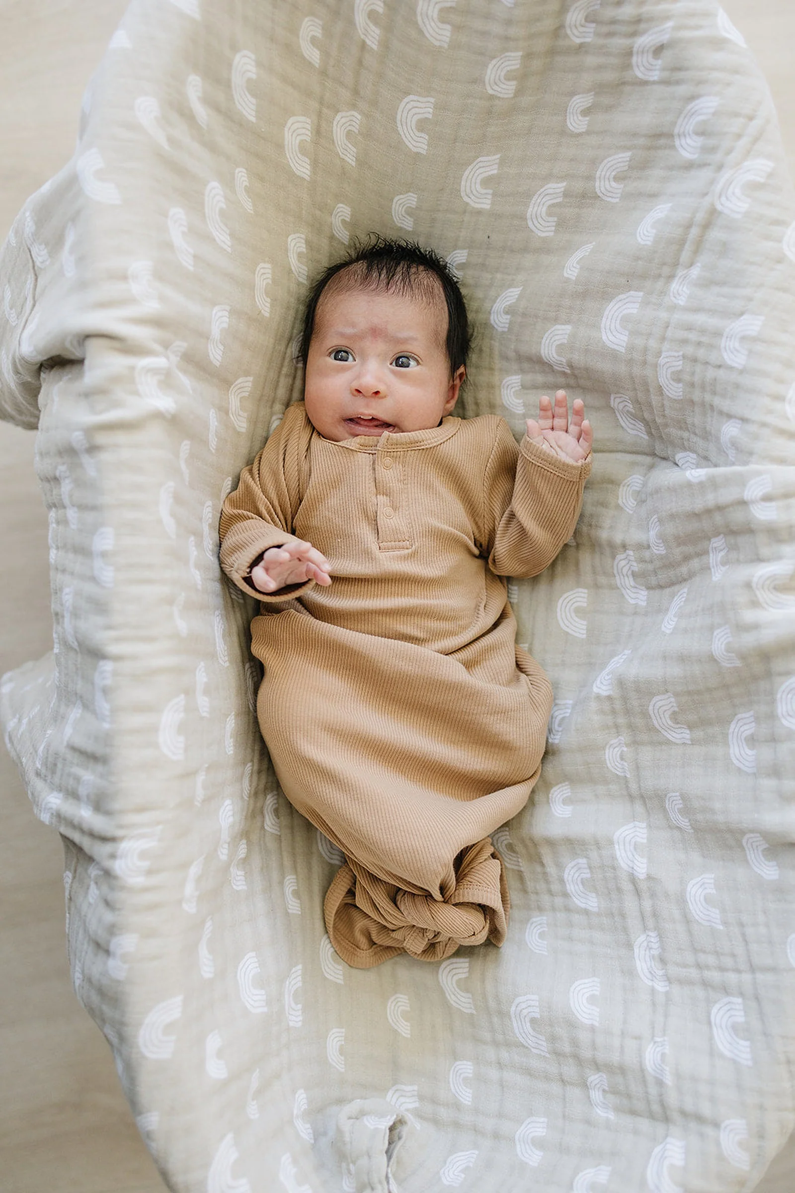Cafe Ribbed Knot Gown, Baby Essentials, Organic Cotton - Image 4