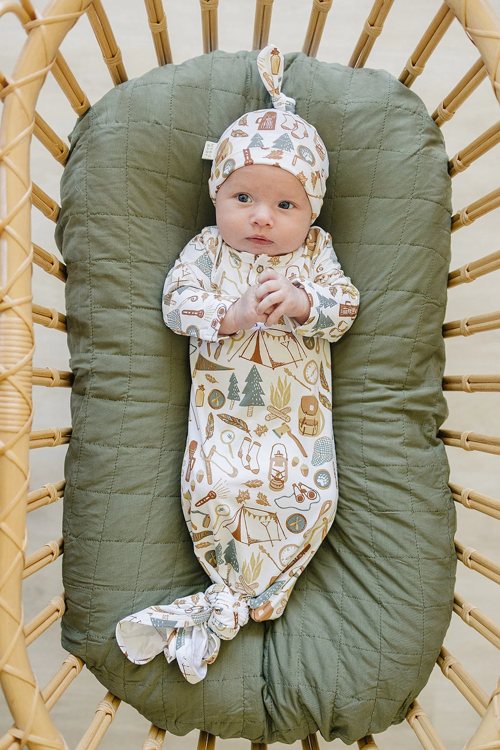 Camping Trip Knot Hat, Bamboo, Newborn, Gender Neutral, Baby Essentials - Image 3