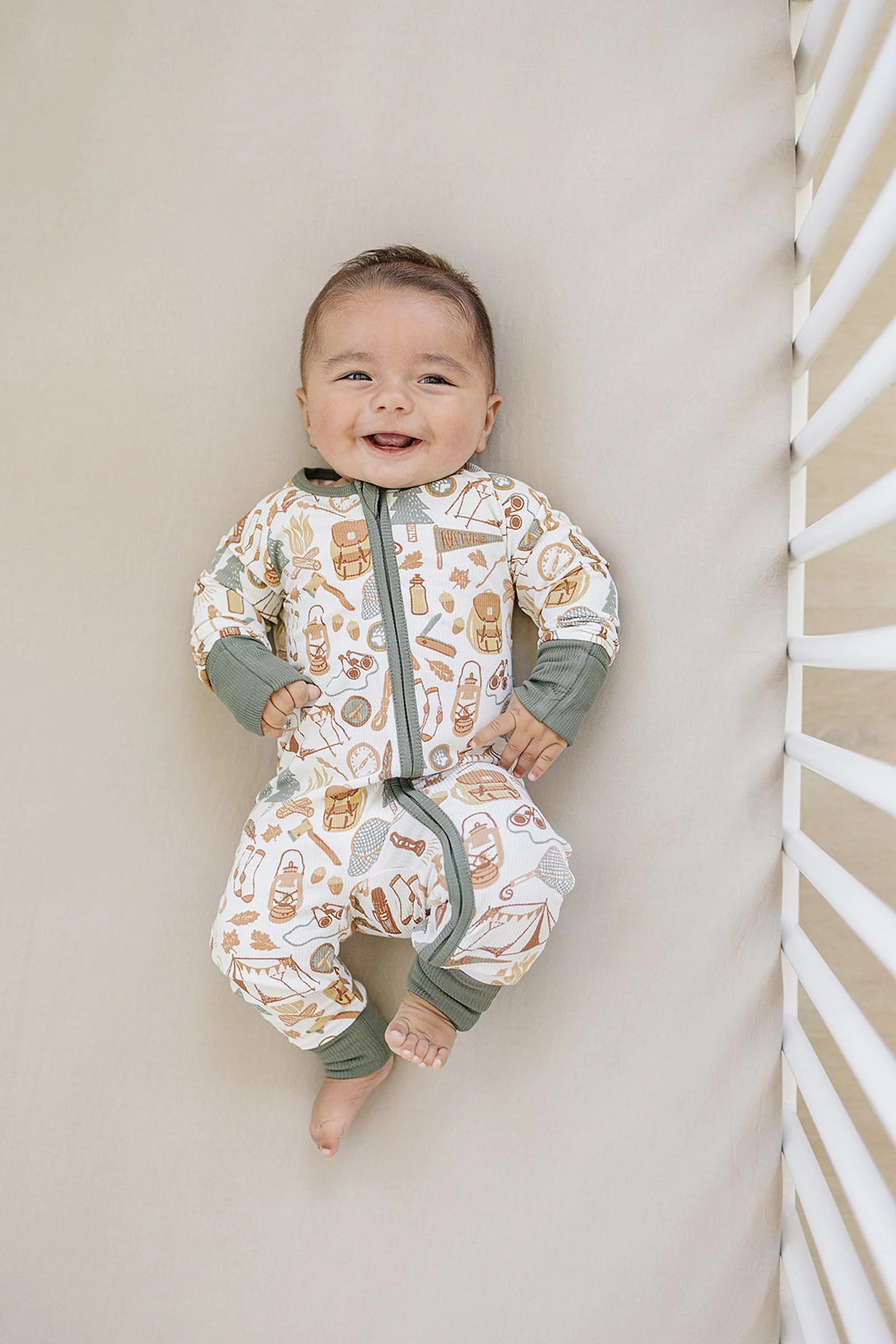 Camping Trip Ribbed Zipper Pajama, Bamboo, Baby Essentials - Image 3