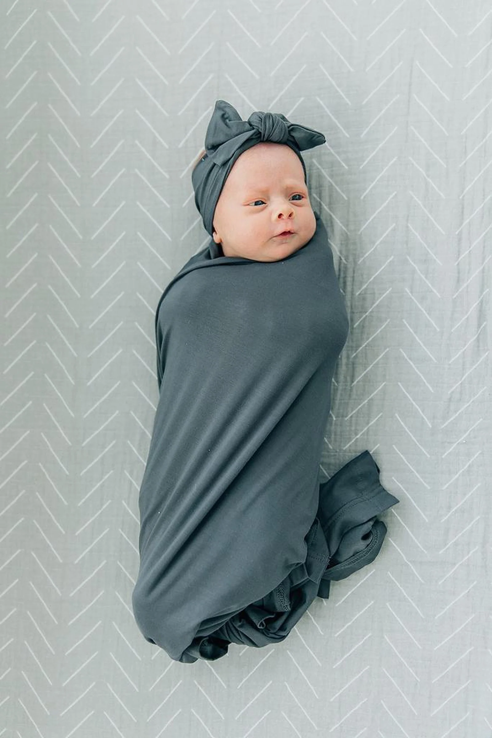 Baby Girl Charcoal Head Wrap, Bamboo, Baby - Image 4