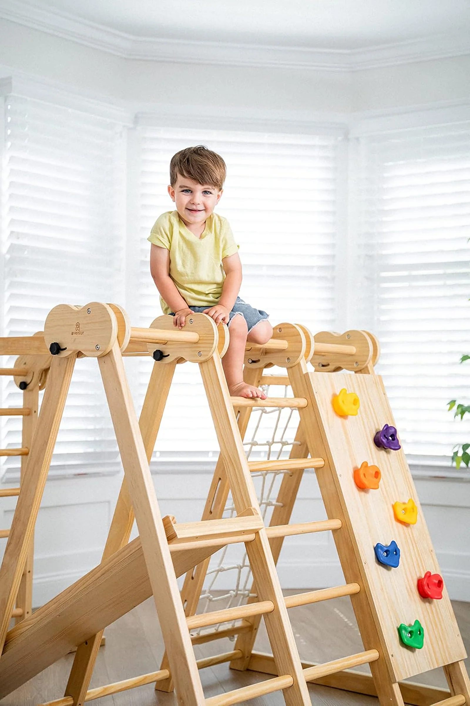 Chestnut 8-in-1 Foldable Jungle Gym for Toddlers, Indoor, Montessori Inspired - Image 3
