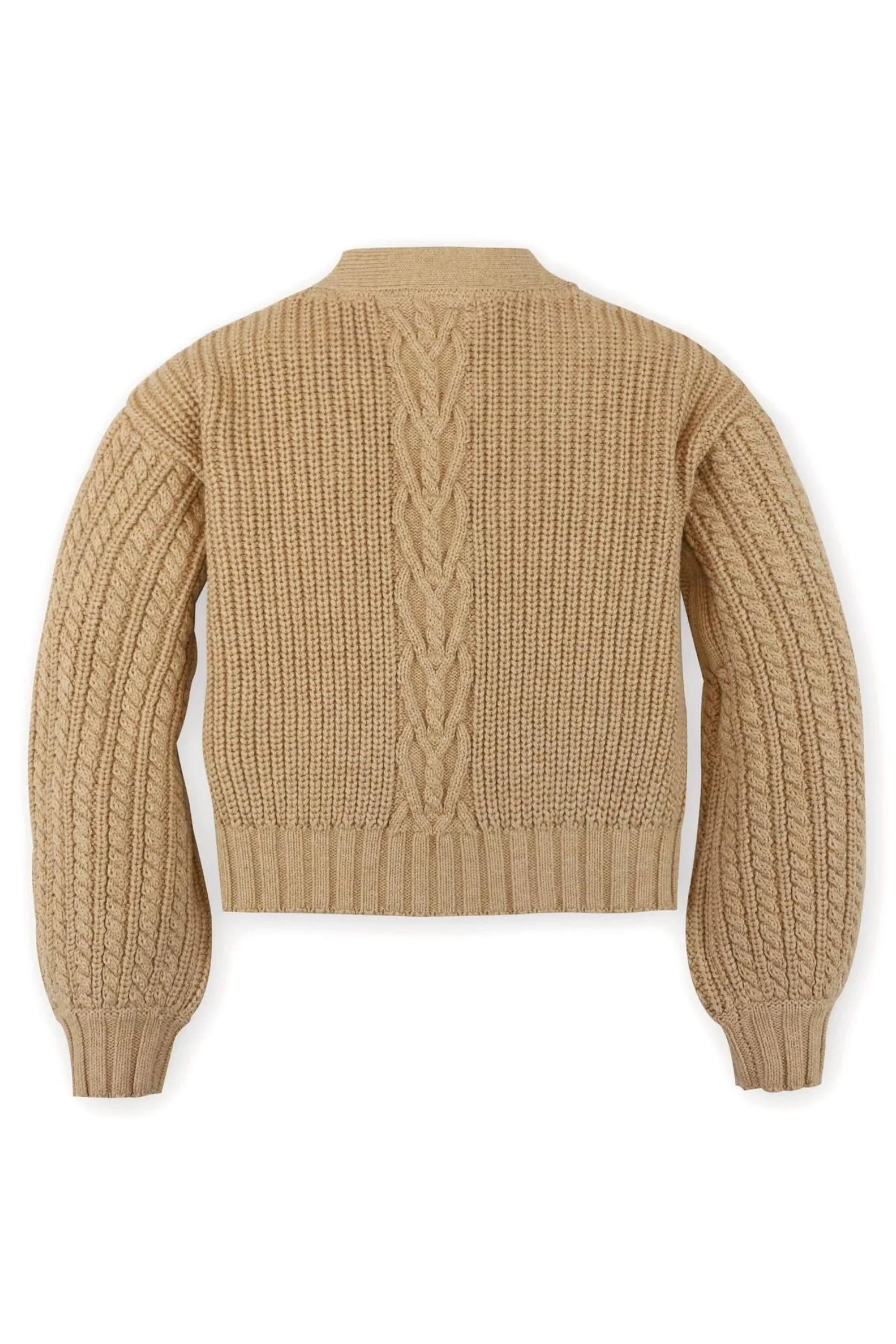 Organic Cotton Chunky Cable Cardigan for Babies, Camel - Image 5