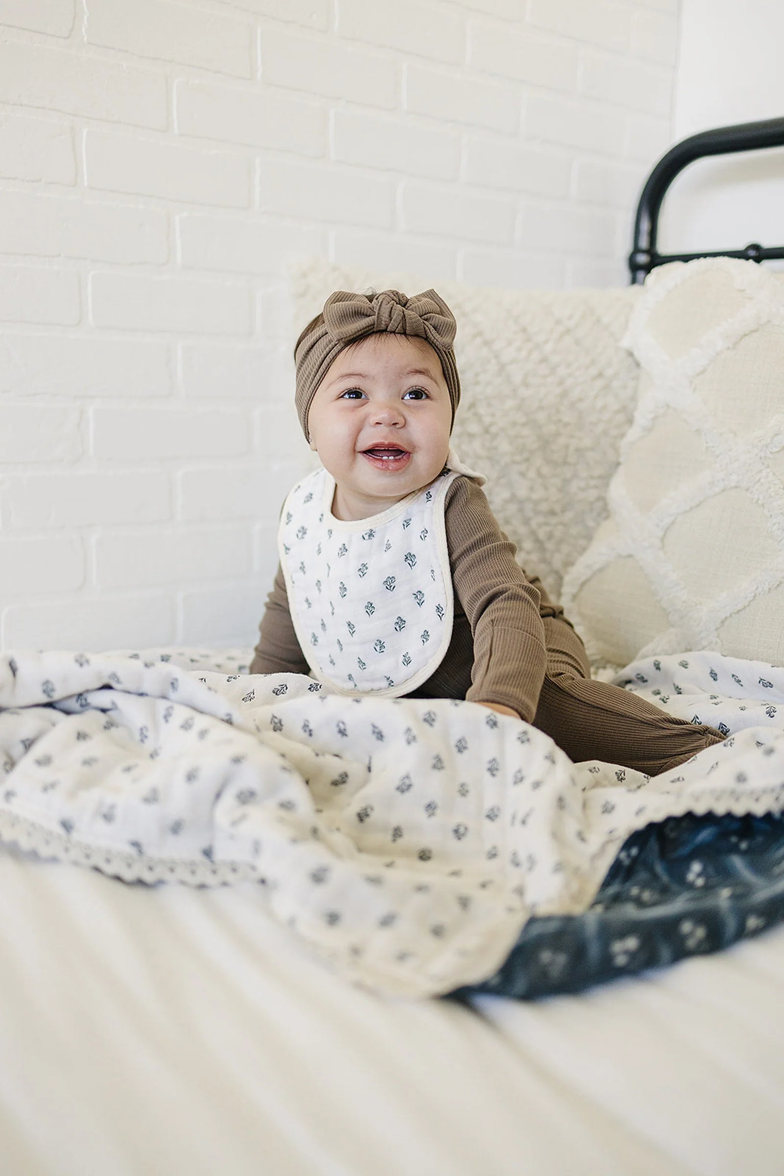 Cream Berry Classic Muslin Bib, 100% Cotton, Baby Essentials - Image 5