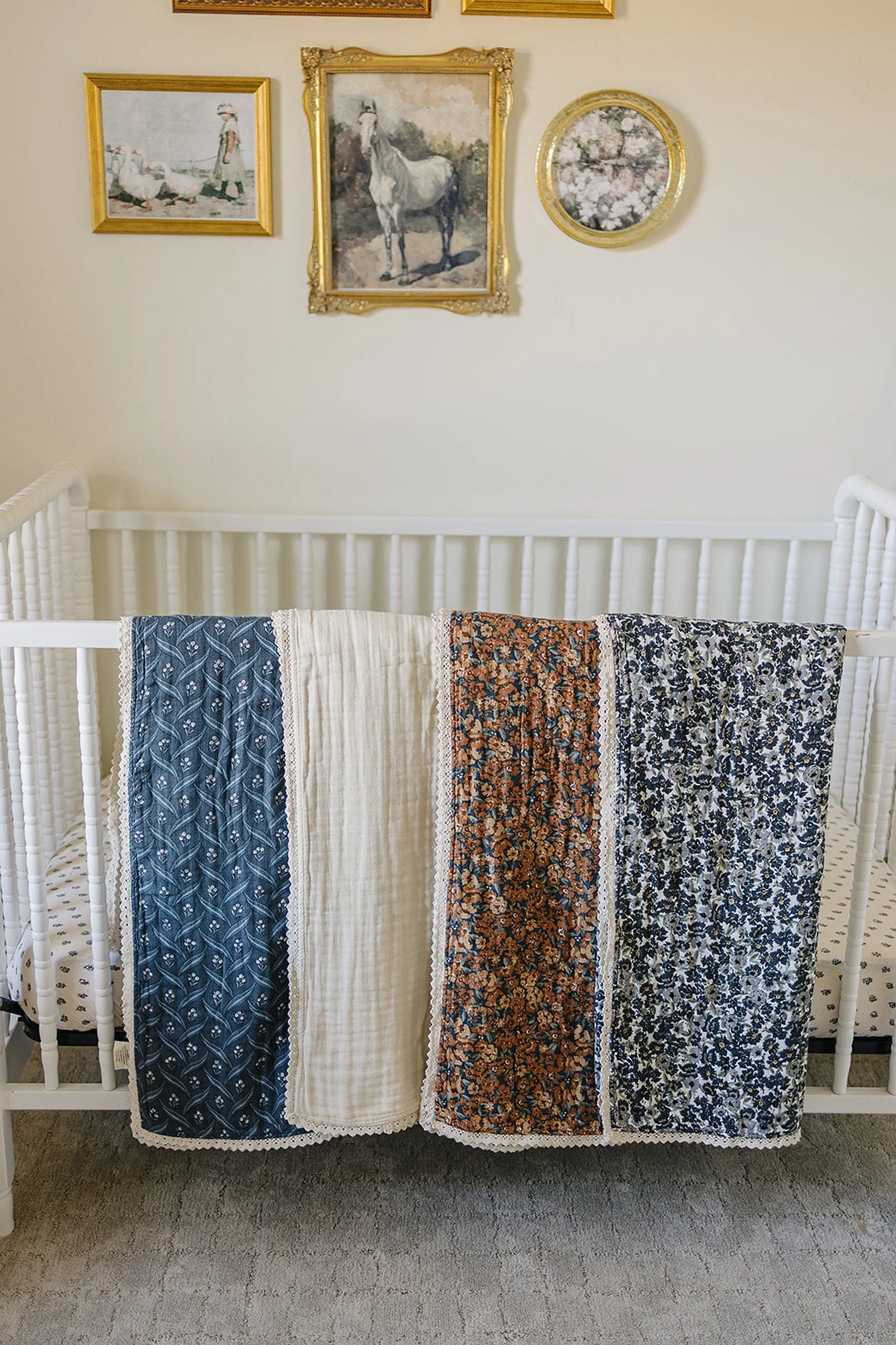 Cream Lace Lightweight Muslin Crib Quilt, 100% Cotton, Baby Essentials - Image 5