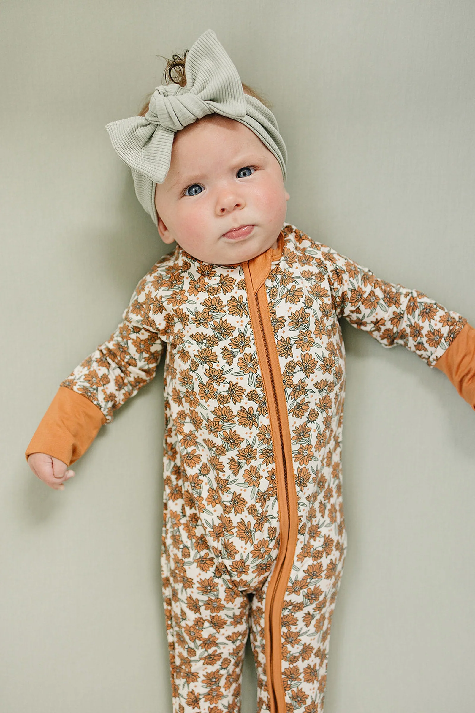 Cream Magnolia Zipper Pajama, Bamboo, Baby Essentials