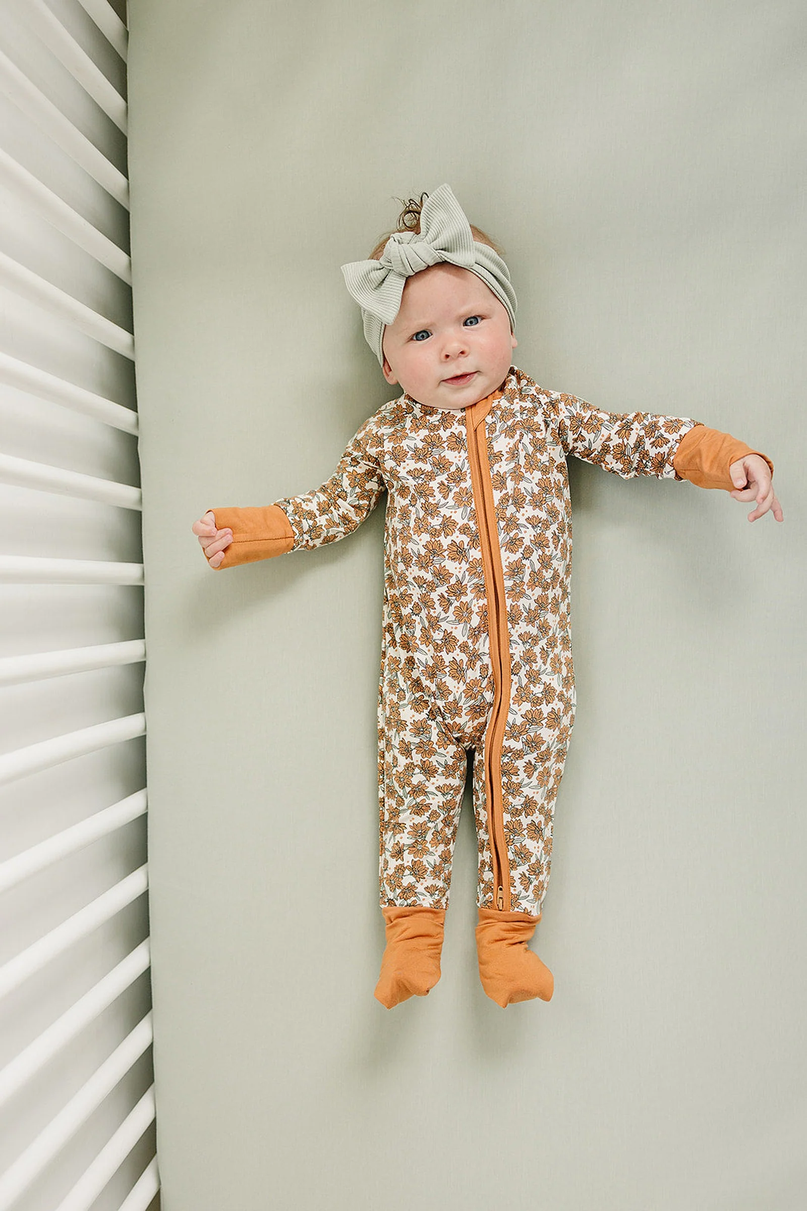 Cream Magnolia Zipper Pajama, Bamboo, Baby Essentials - Image 3