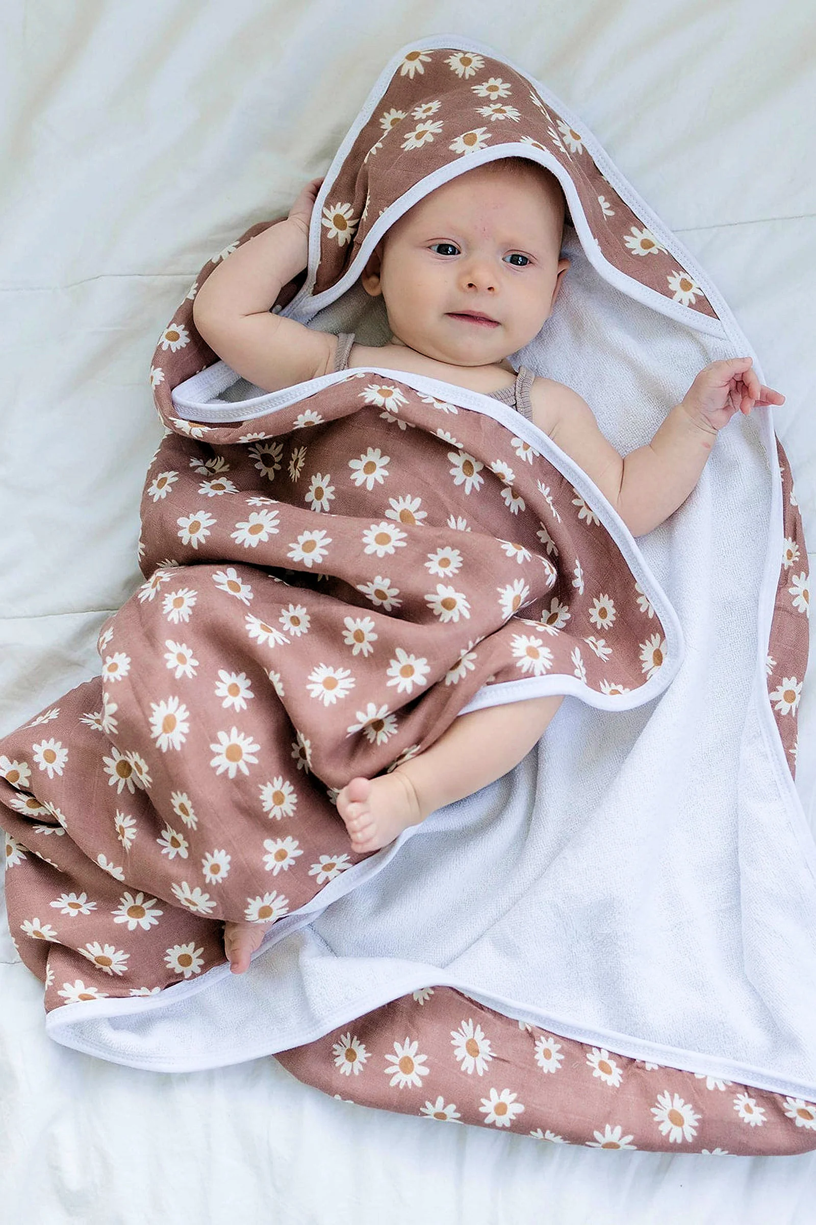 Daisy Dream Muslin Hooded Towel, 100% Cotton, Baby Essentials - Image 3