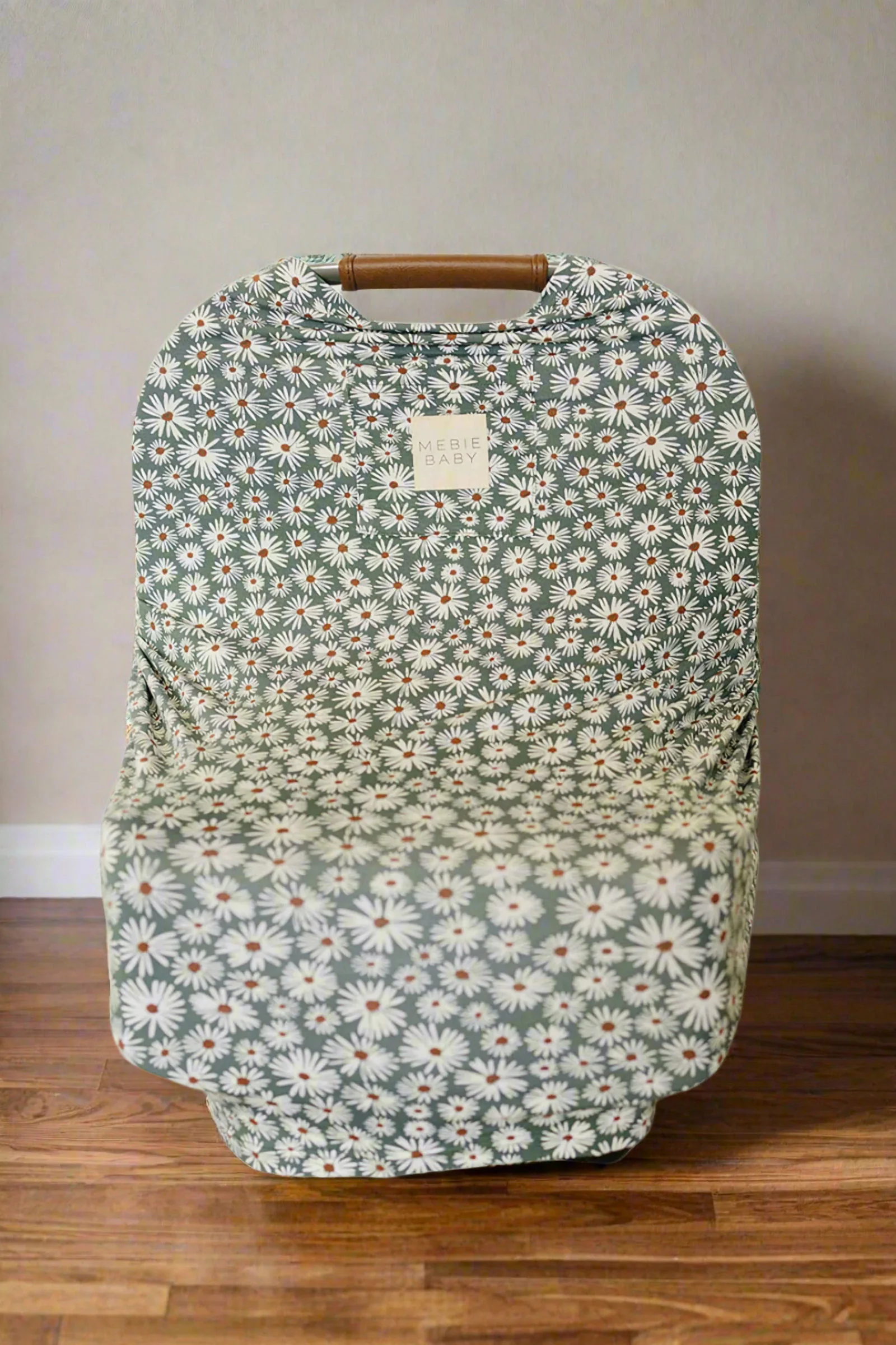 Dark Green Daisy Multi-Use, Bamboo, Car Seat & Nursing Cover, Baby - Image 2