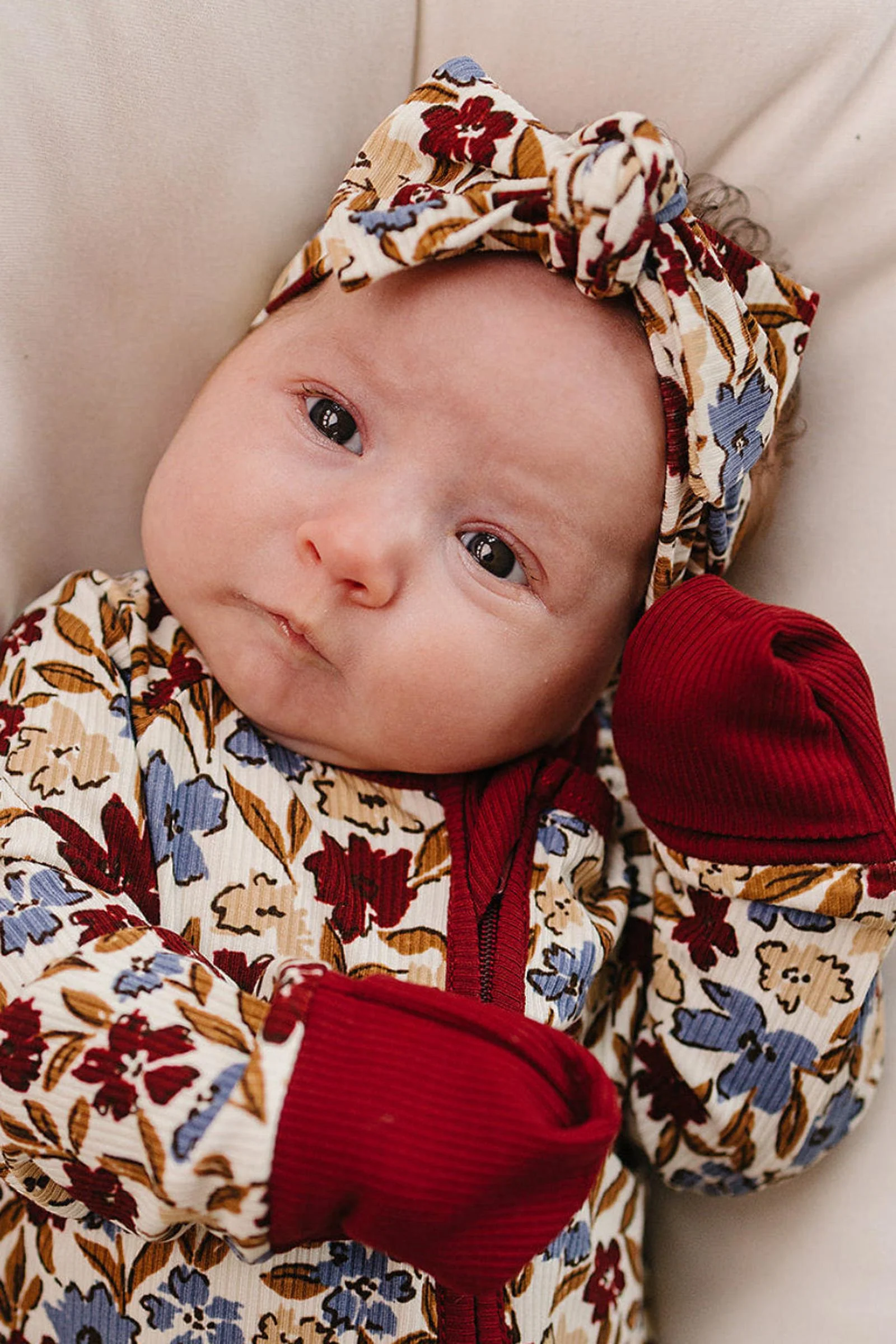 Desert Floral Ribbed Bamboo Head Wrap for Baby Girls
