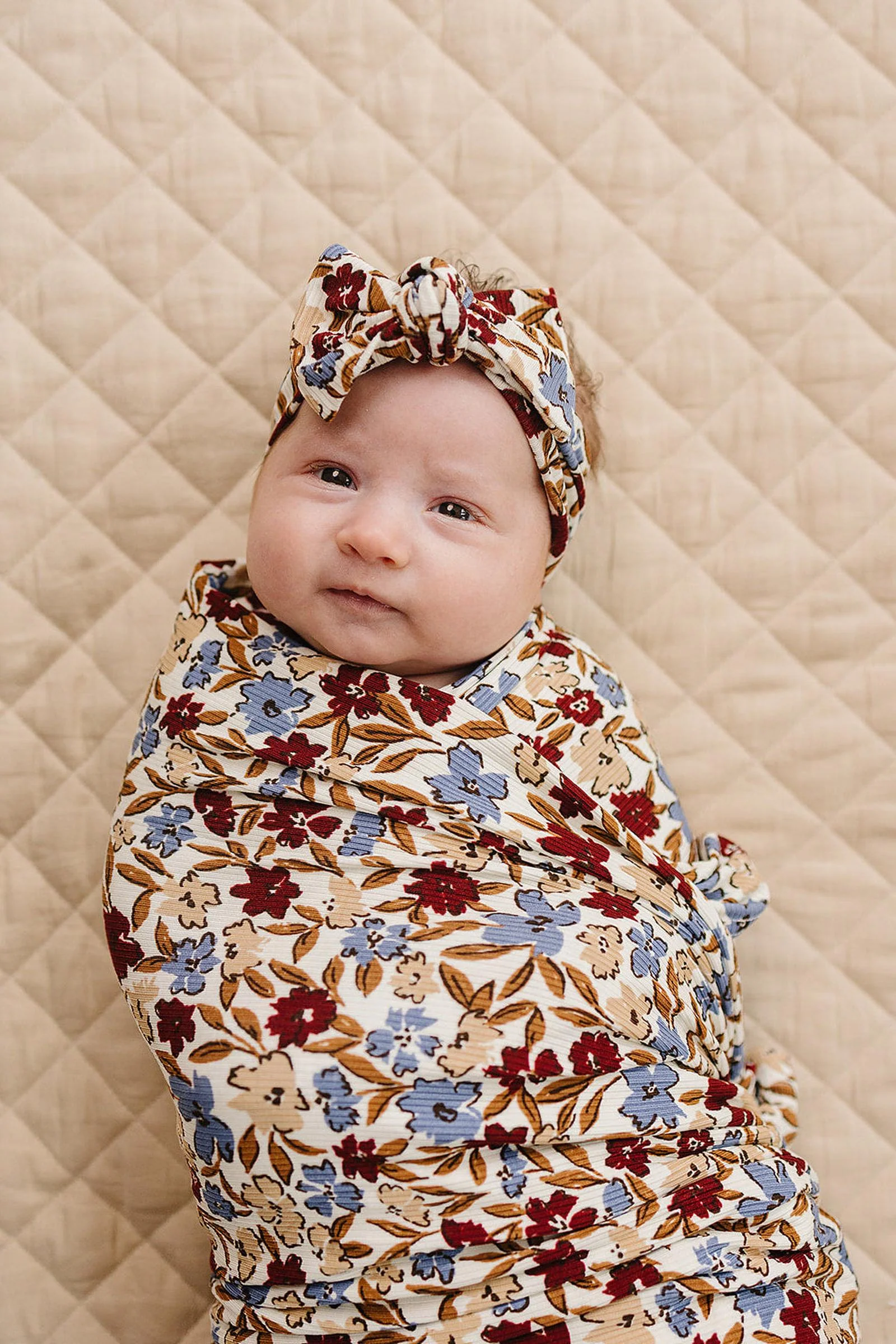 Desert Floral Ribbed Bamboo Head Wrap for Baby Girls - Image 3