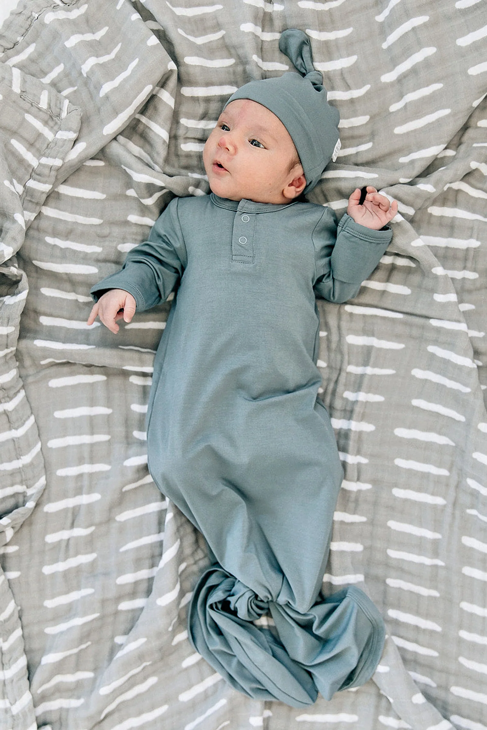 Dusty Blue Knot Gown, Bamboo, Baby Essentials