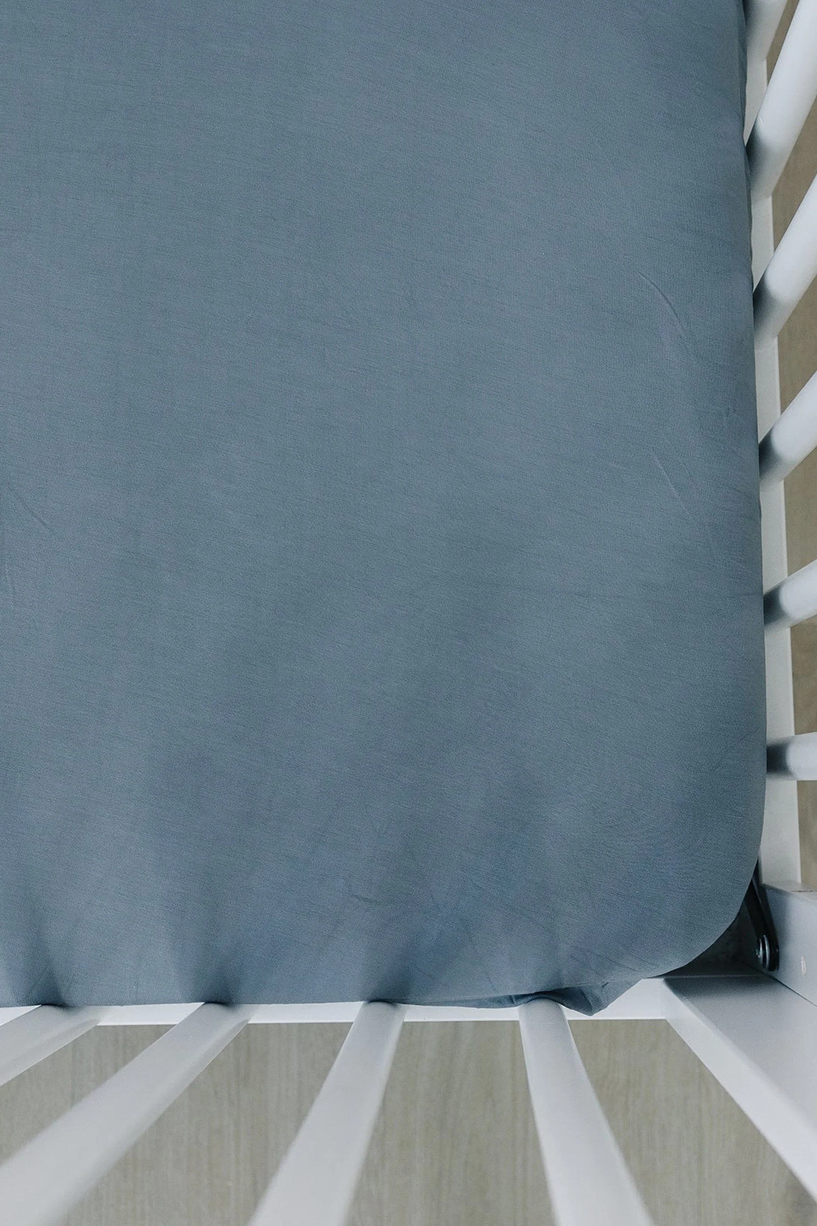 Dusty Blue Stretch Crib Sheet, Bamboo, Baby Essentials, Gender Neutral - Image 2