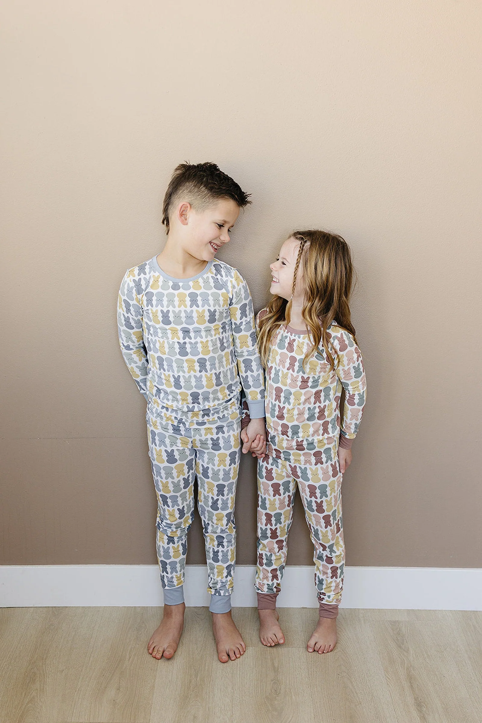 Dusty Blue Bunny Cozy Pajama Set, Bamboo - Image 3