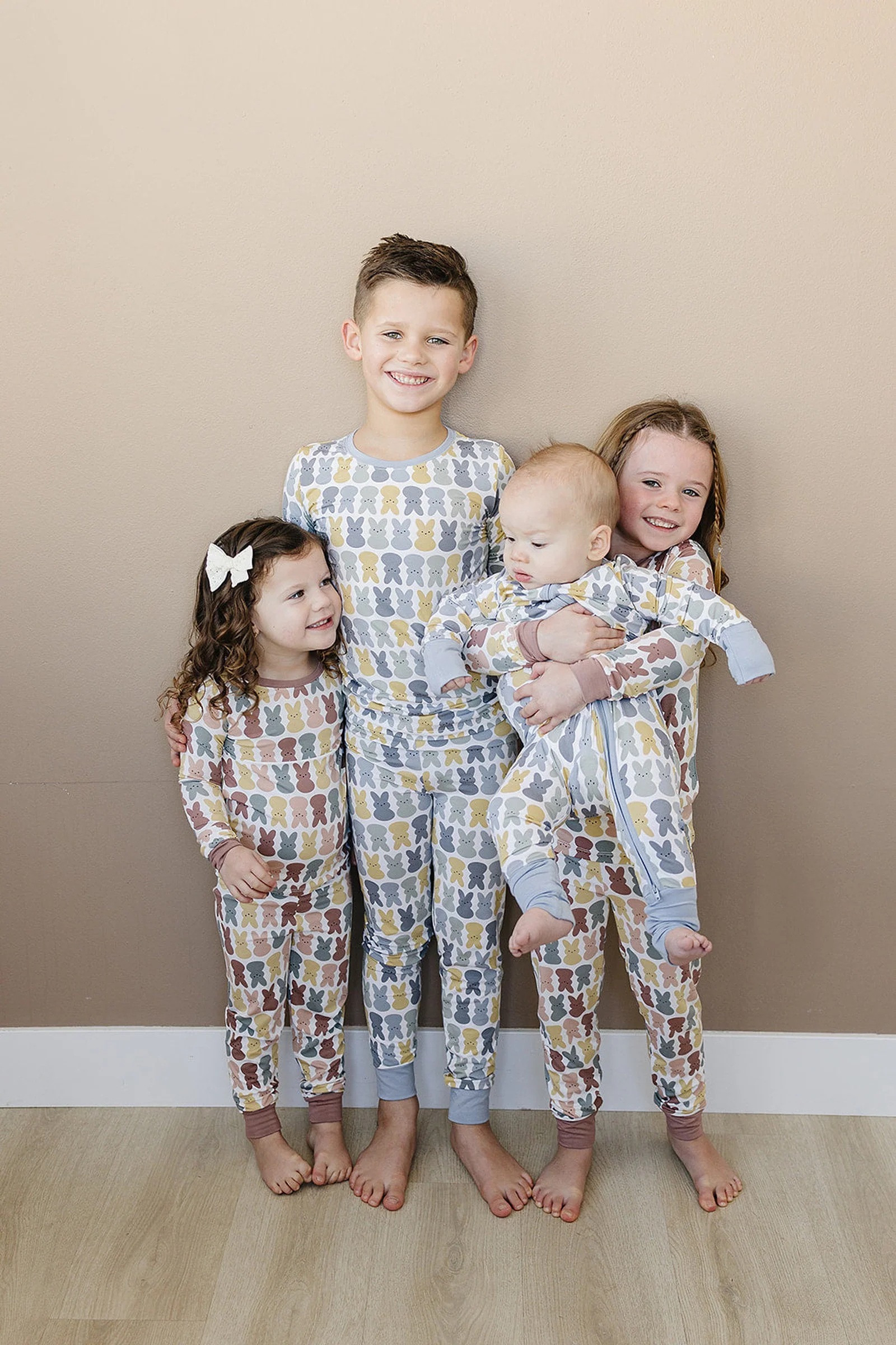 Dusty Blue Bunny Cozy Pajama Set, Bamboo - Image 4