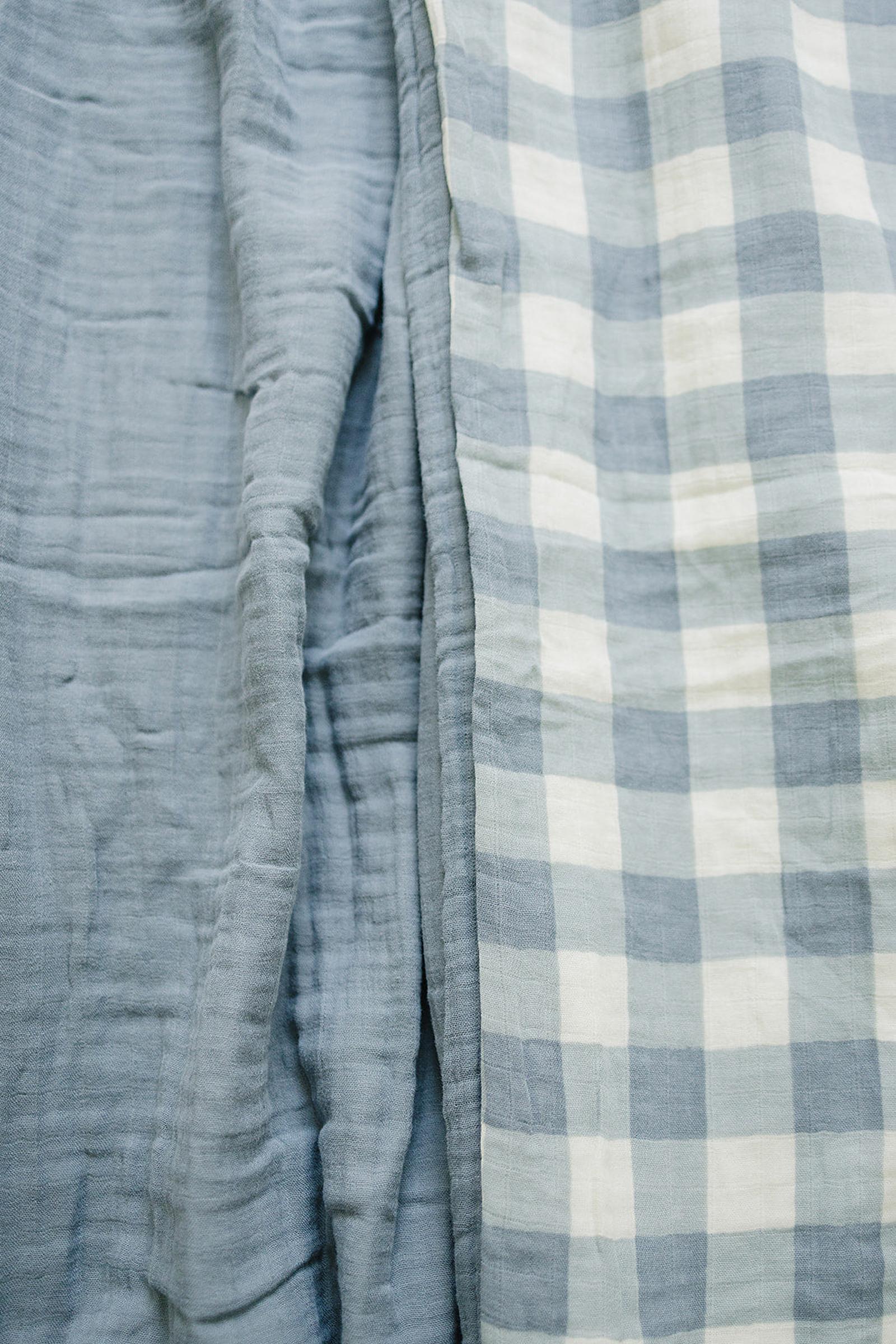 Dusty Blue Gingham Twin Muslin Quilt, 100% Cotton, Stylish, Gender Neutral, Baby - Image 5