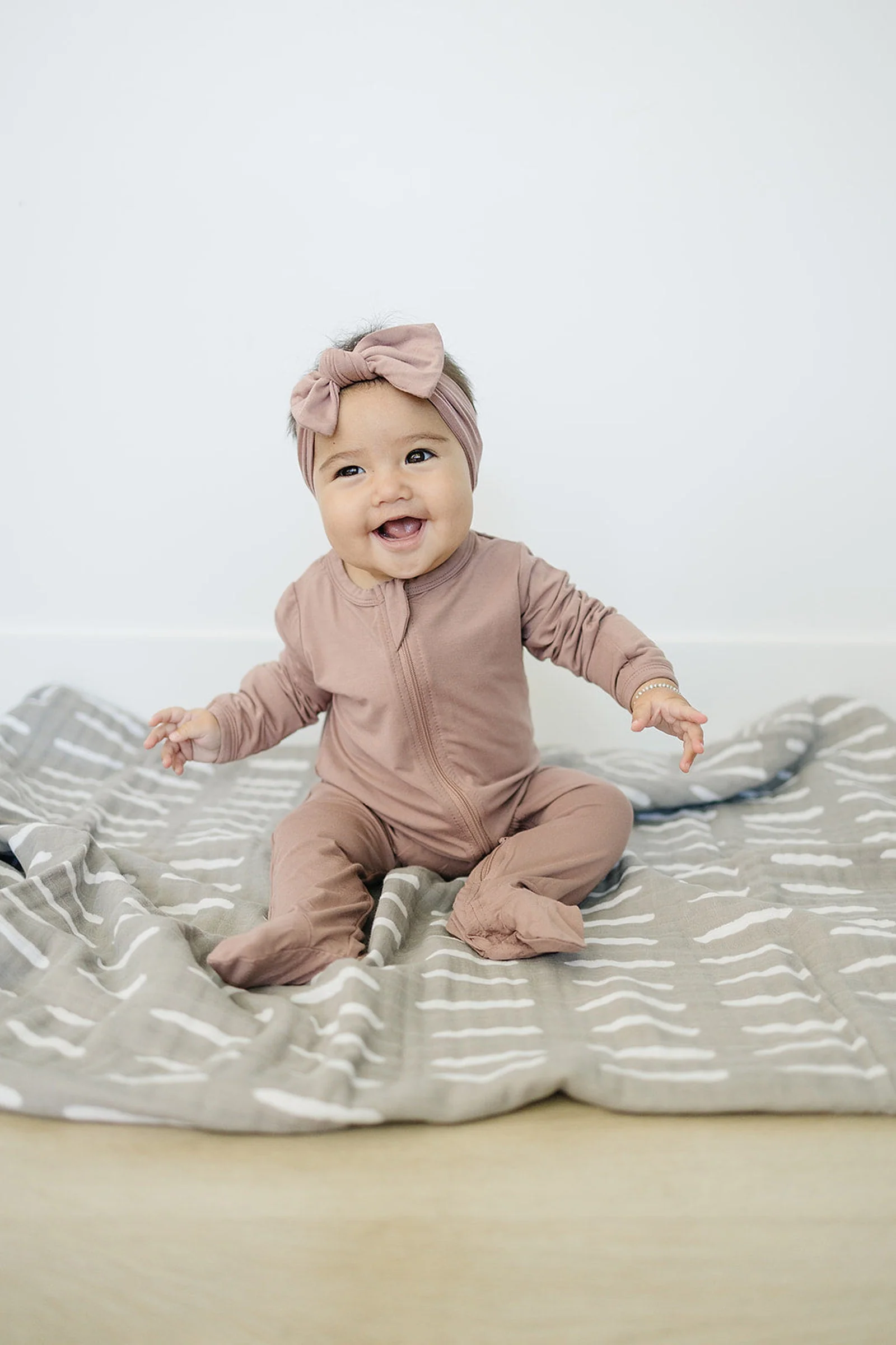 Dusty Rose Footed Zipper Pajama, Bamboo, Baby Essentials - Image 3