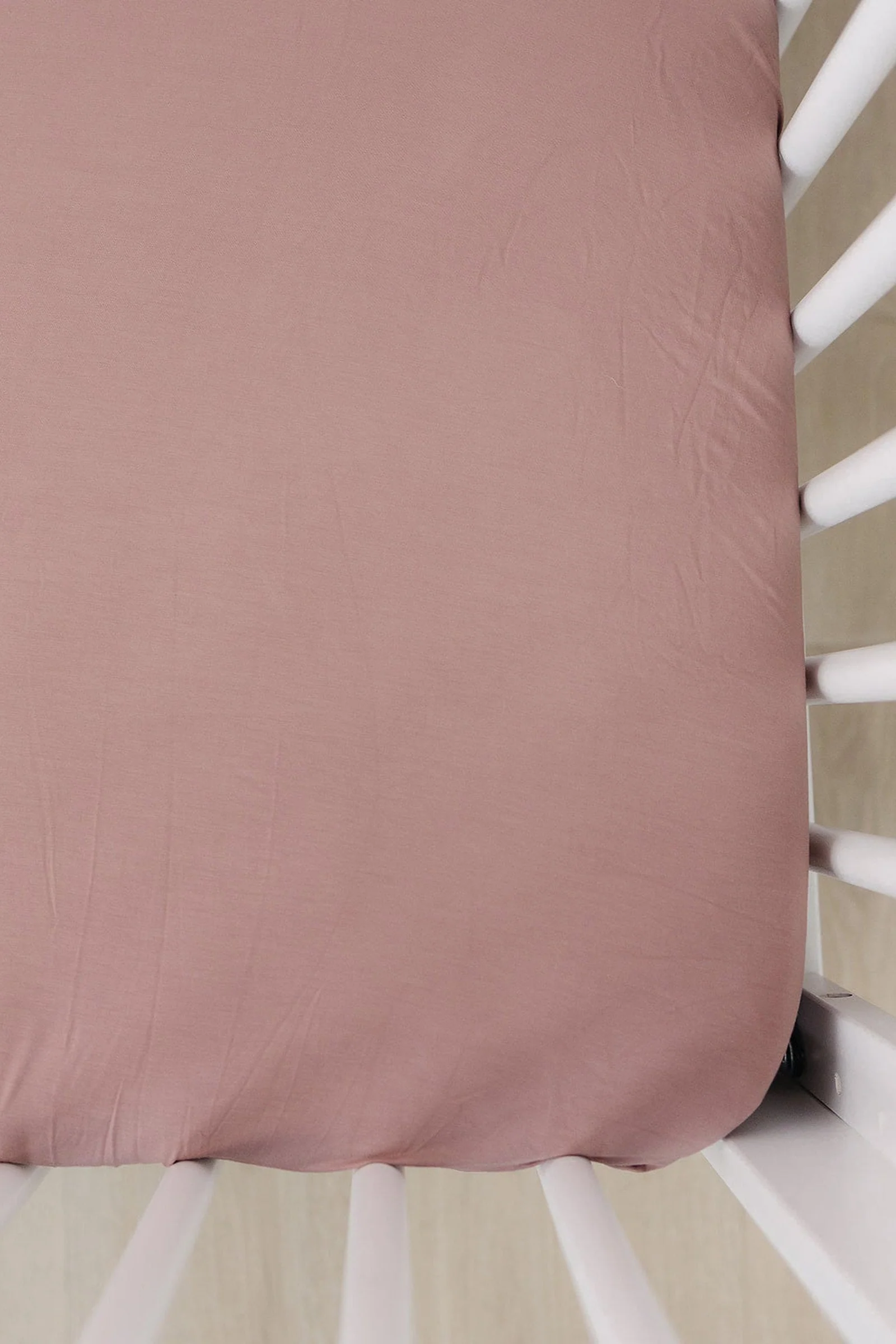 Dusty Rose Stretch Crib Sheet, Bamboo, Baby Essentials - Image 2