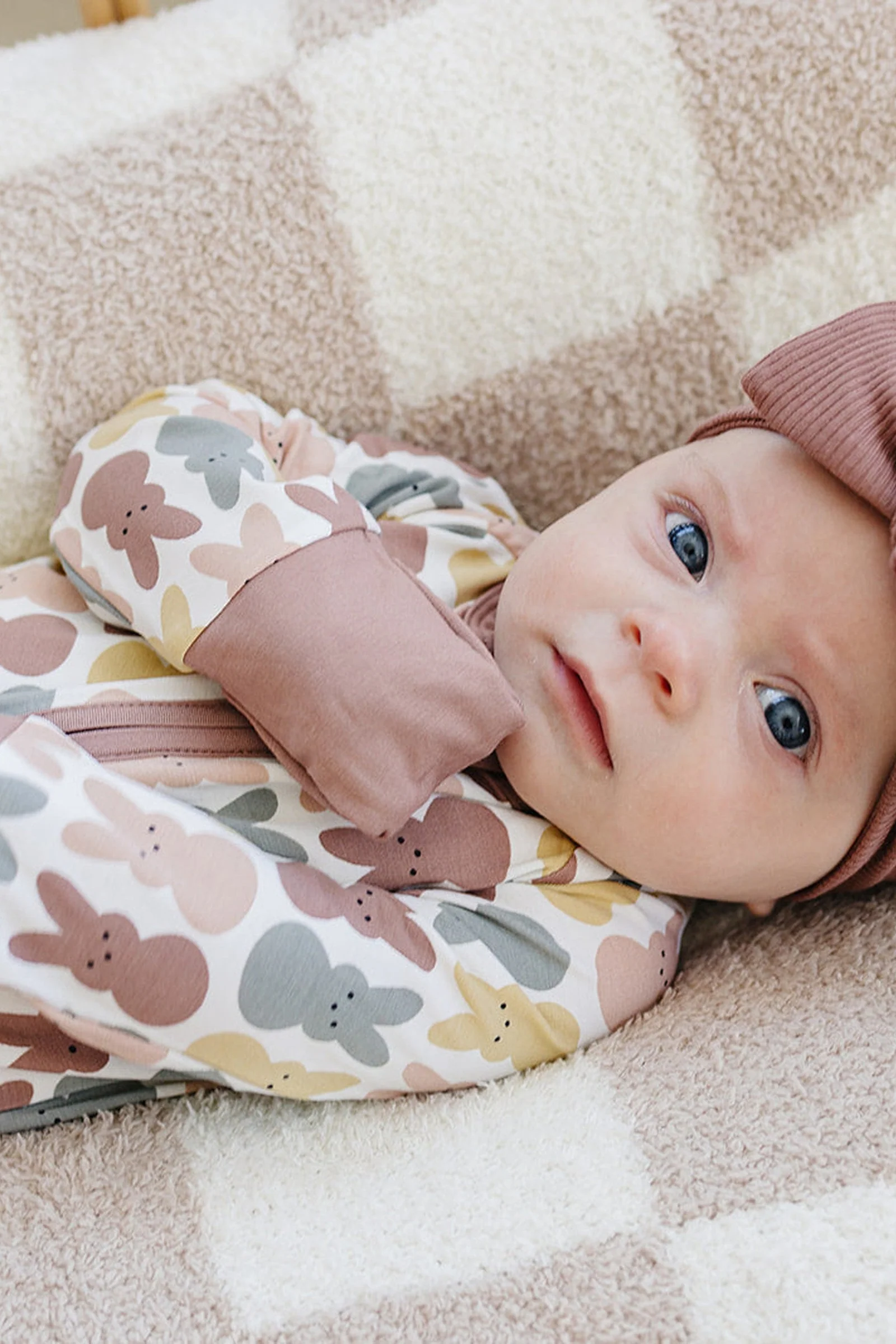 Girl Dusty Rose Bunny Zipper Pajama, Bamboo, Baby Essentials - Image 3