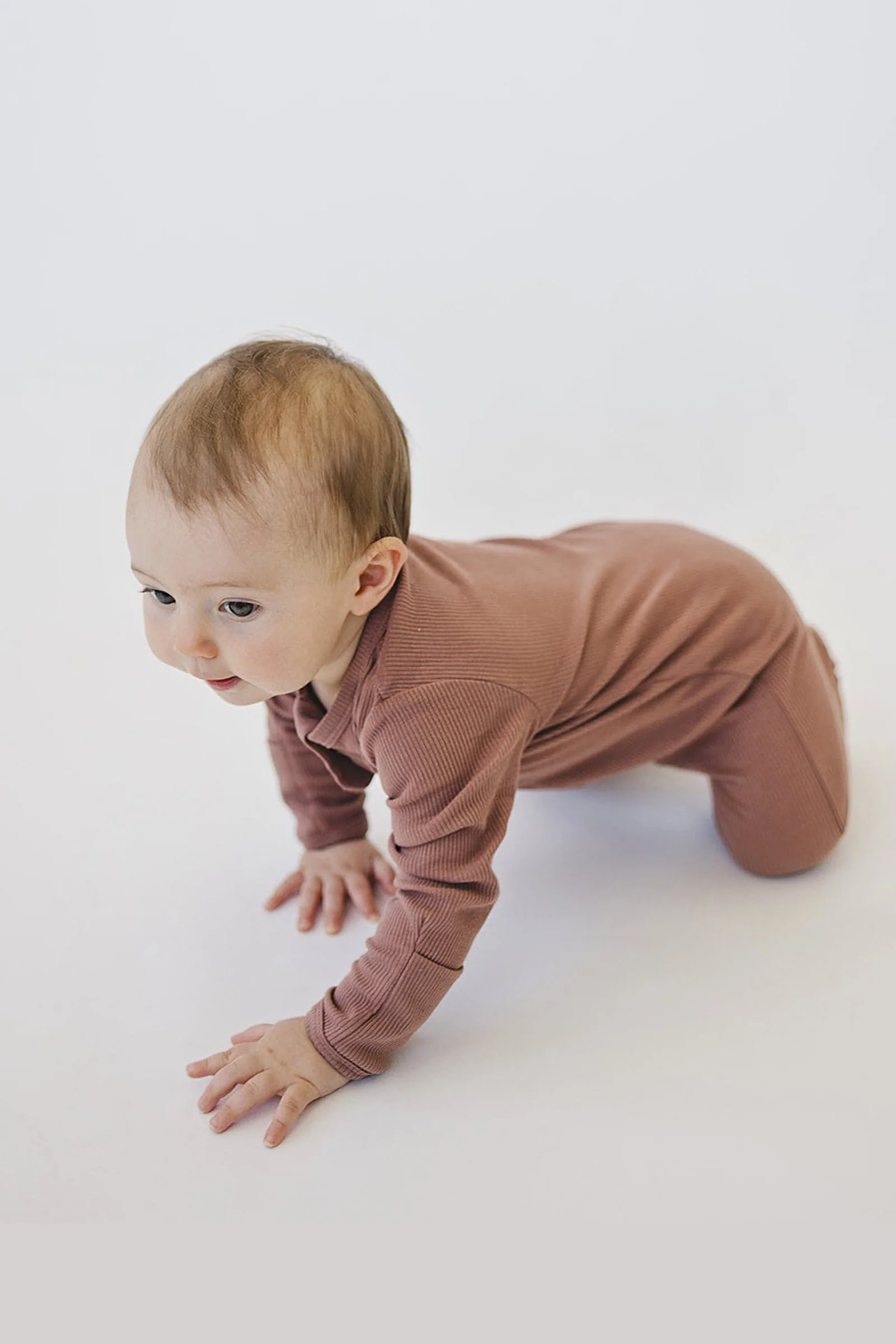 Dusty Rose Ribbed Zipper Footed Pajama, Baby Essentials, Organic Cotton - Image 5