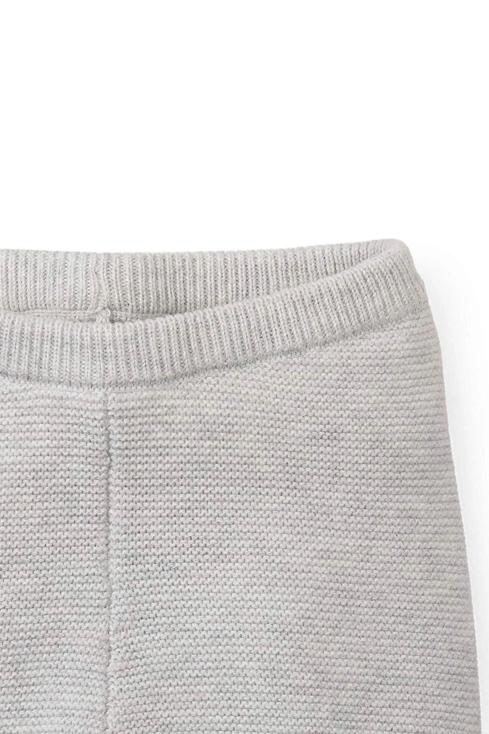 Organic Cotton Faux Fur Hooded Sweater & Pants Set for Babies, Light Gray - Image 5