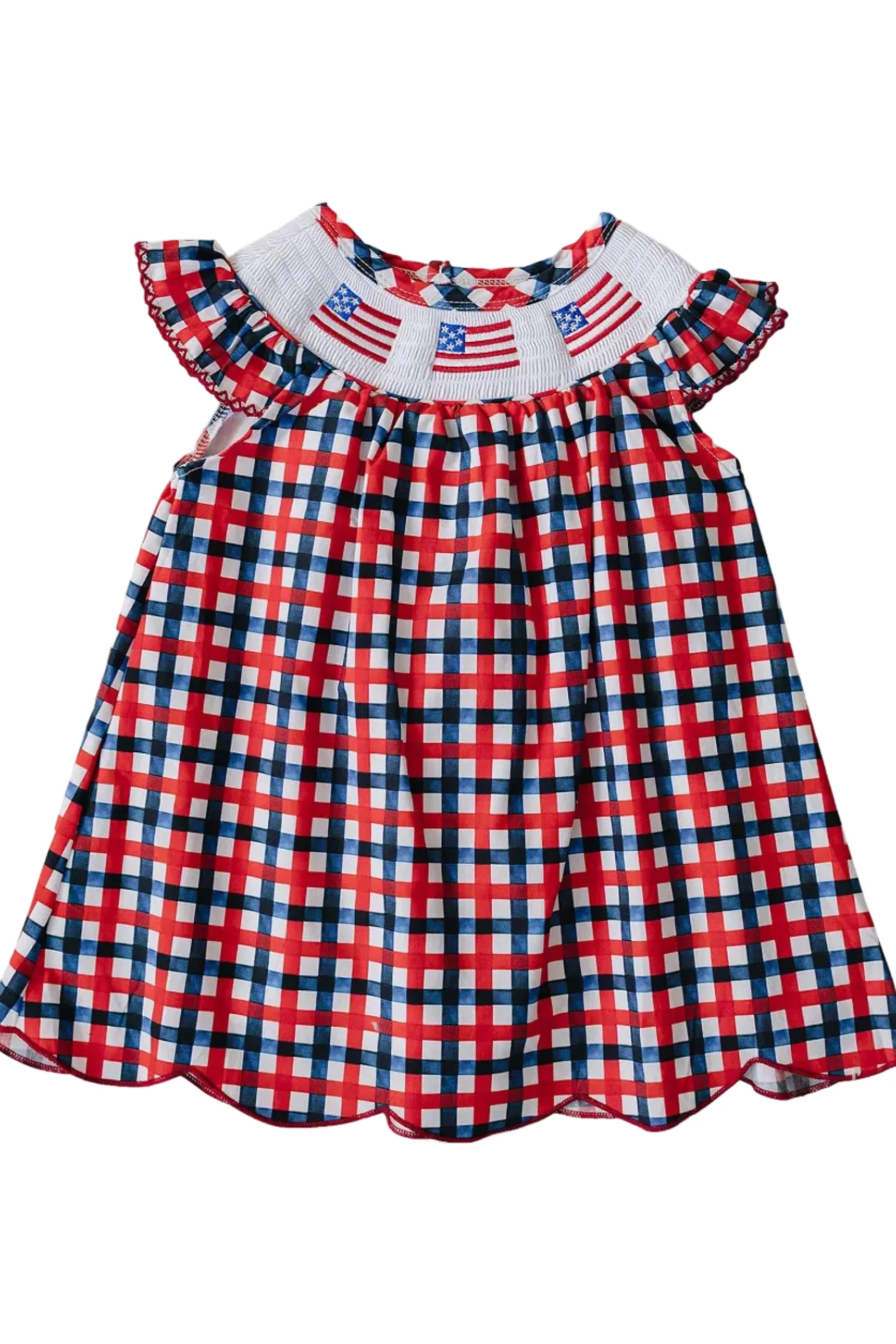 Smocked Plaid Cotton Flag Dress, Baby - Kids - Image 2