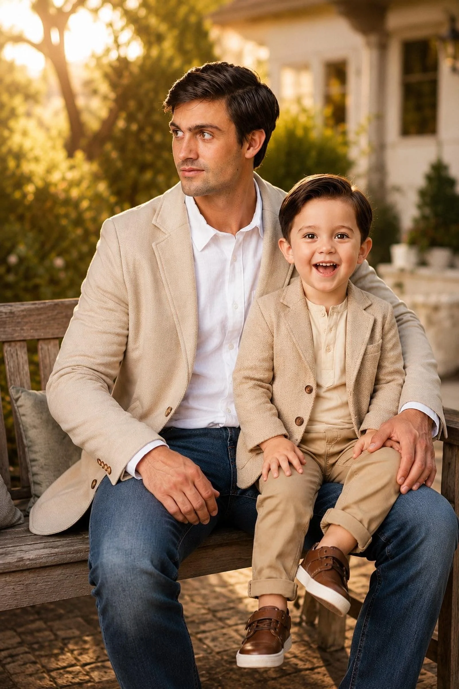 Cotton Fleece Blazer, Taupe, Men, Family Matching Outfits