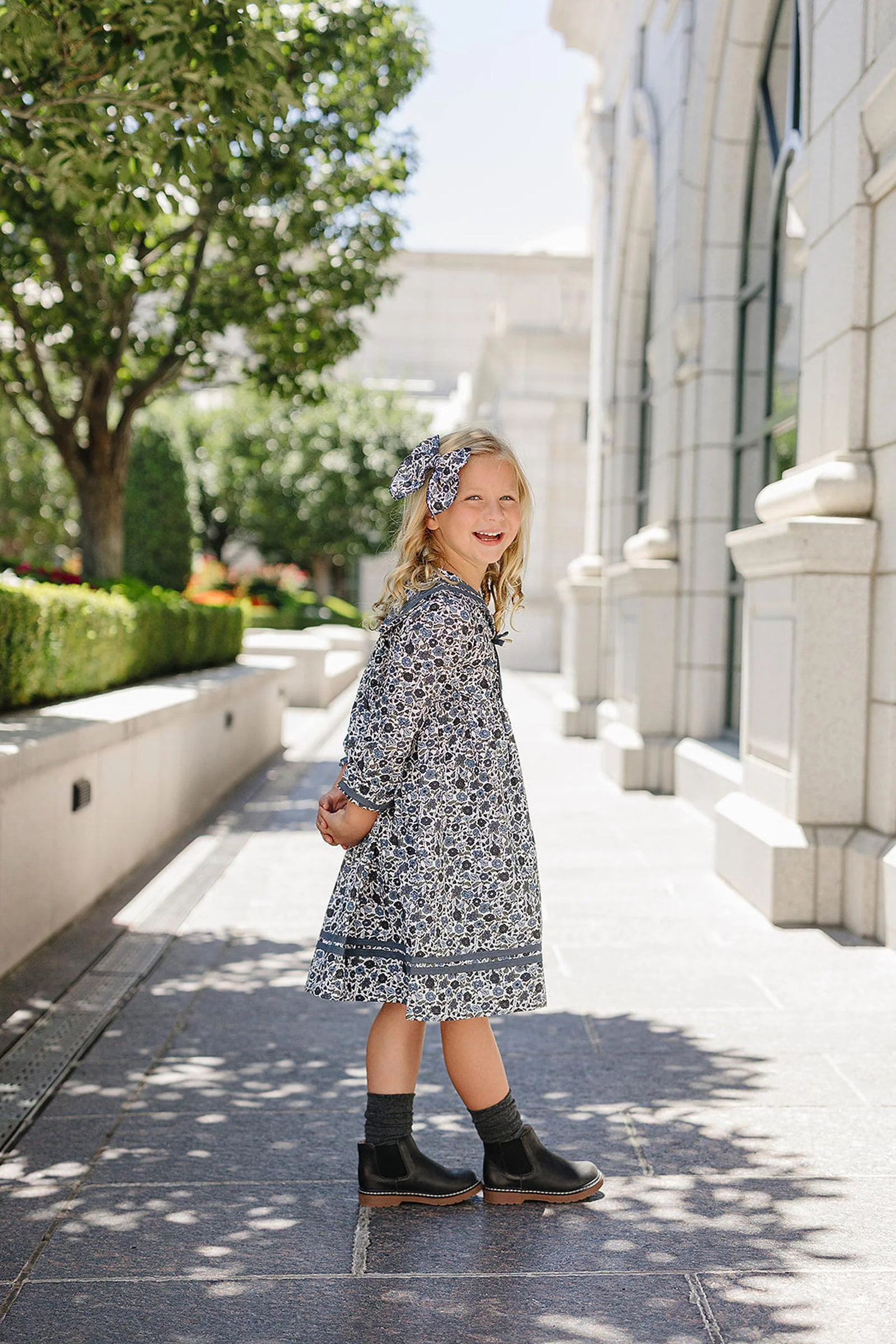 Timeless Floral Sailor Dress For Girls, Cotton, Sizes 0-8 - Image 6