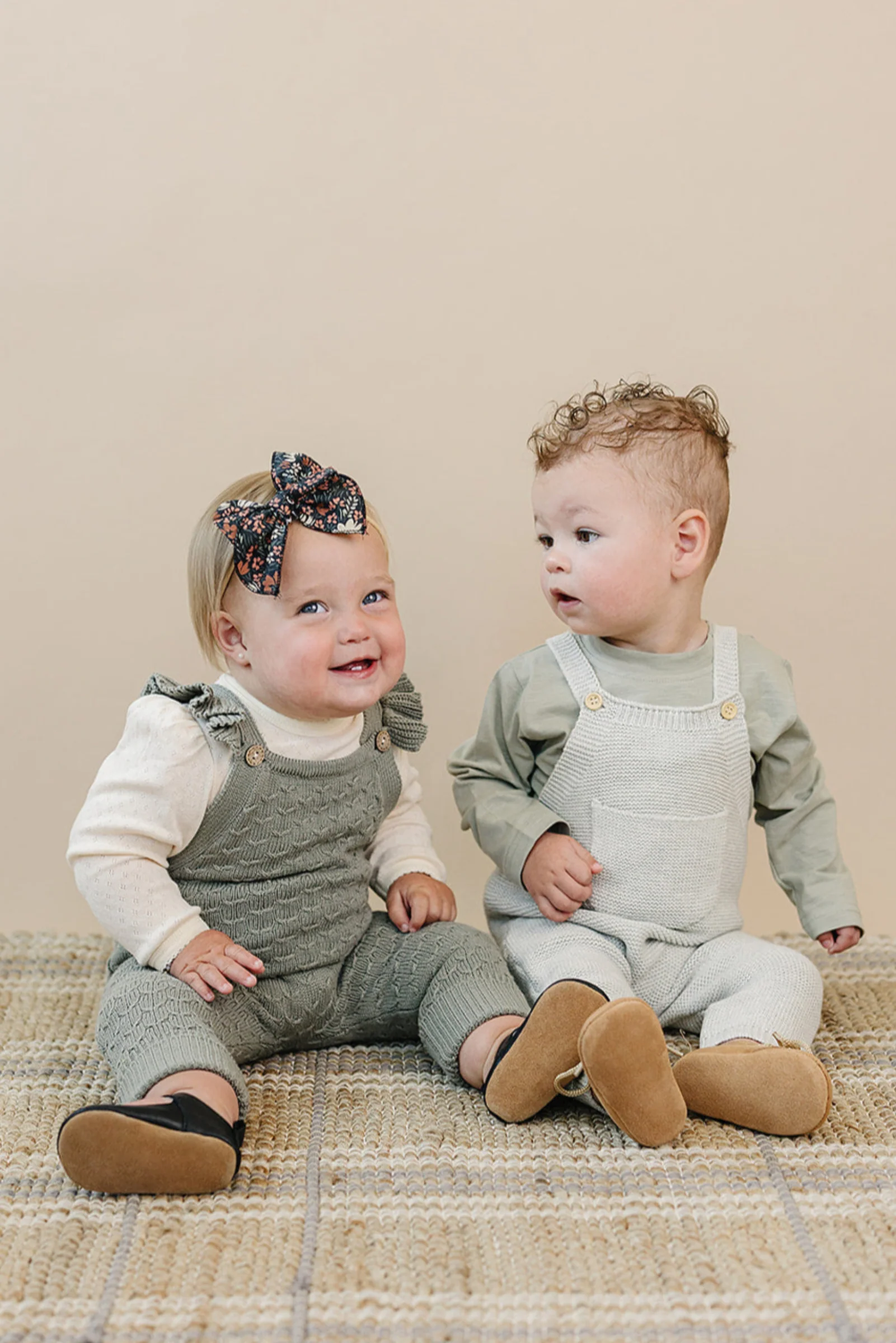 Green Ruffle Knit Overalls, 100% Cotton, Baby - Image 4