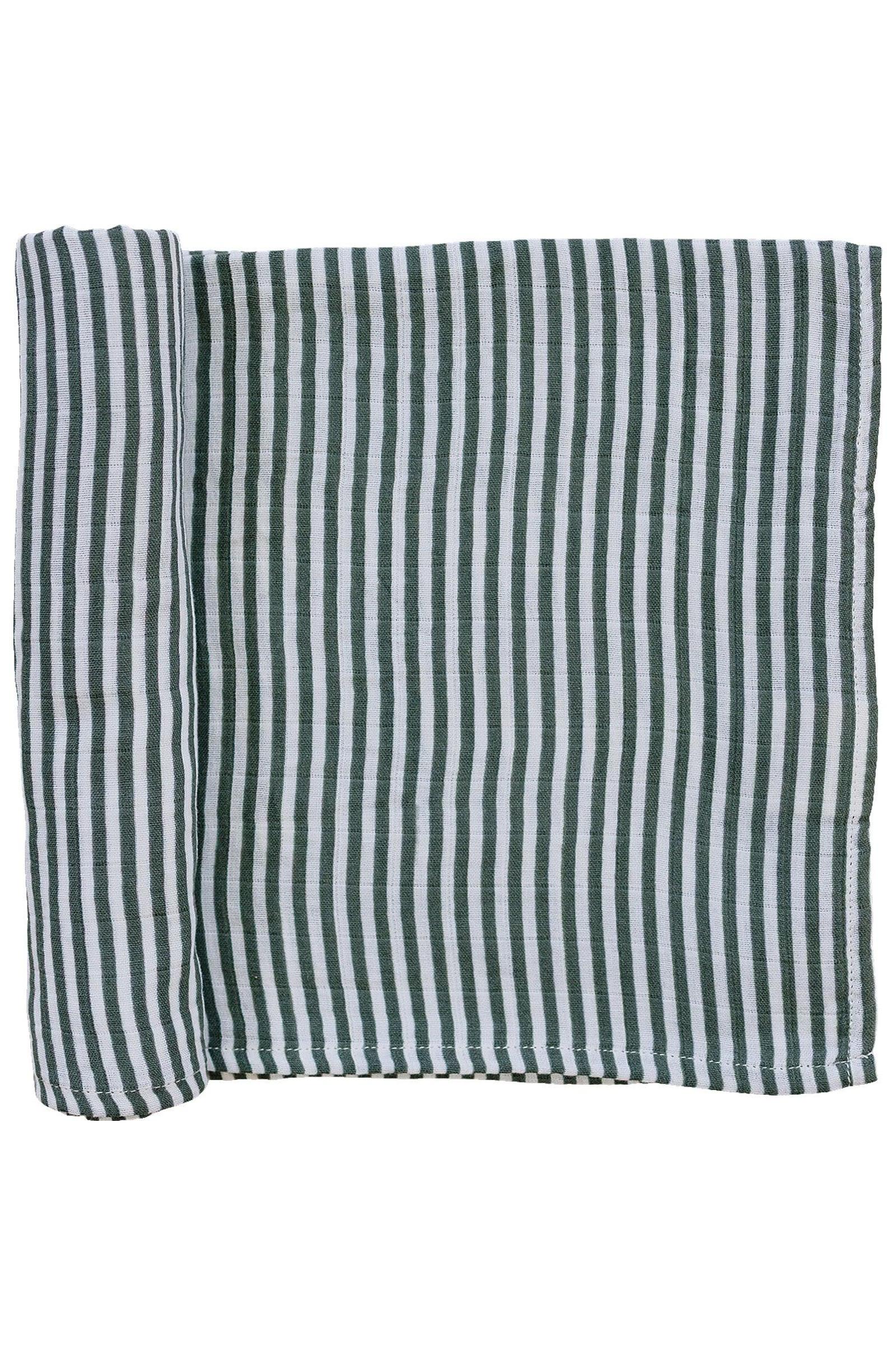 Green Stripes Muslin Swaddle Blanket, 100% Cotton, Gender Neutral, Baby - Image 2