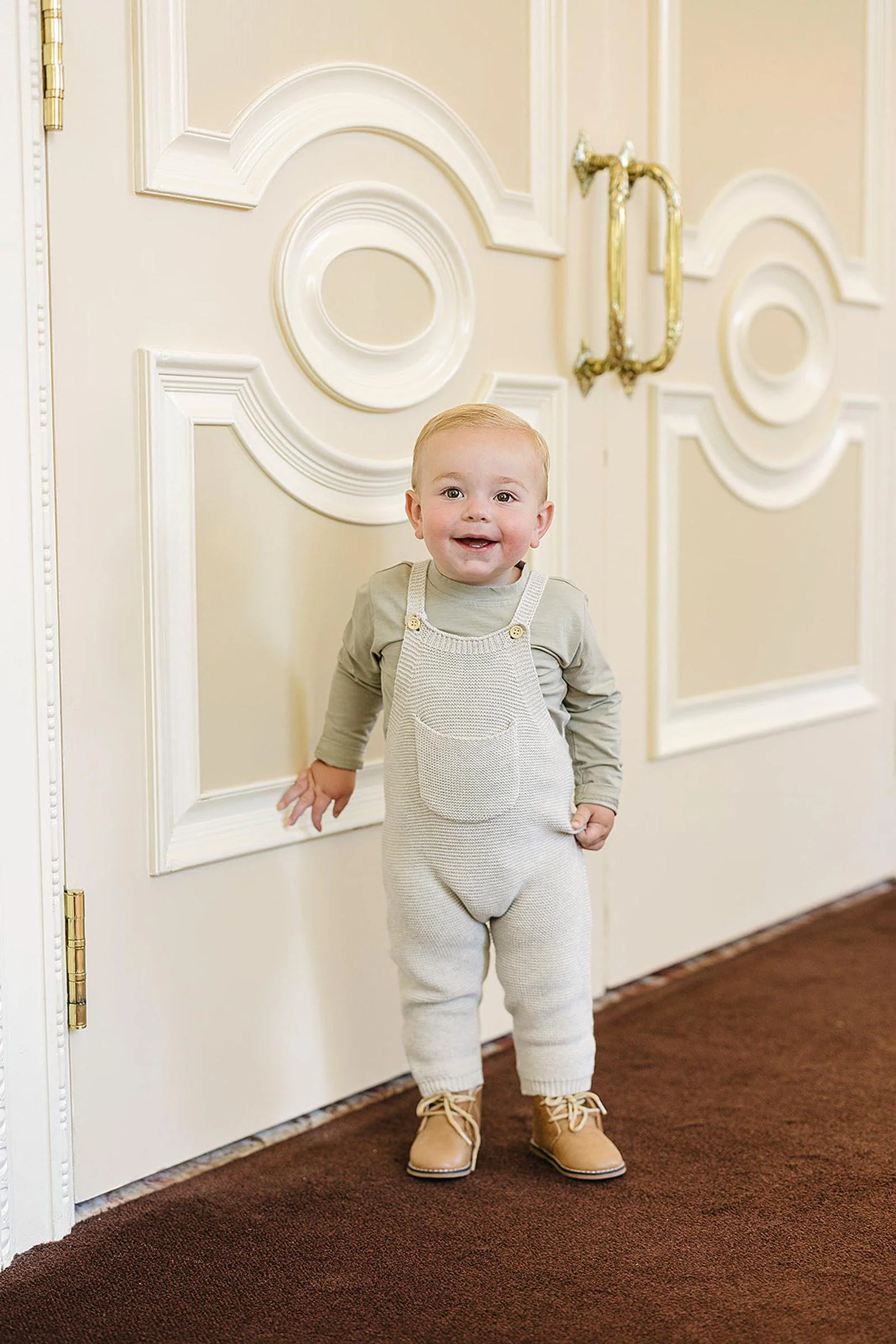 Grey Knit Overalls, 100% Cotton, Baby - Image 3