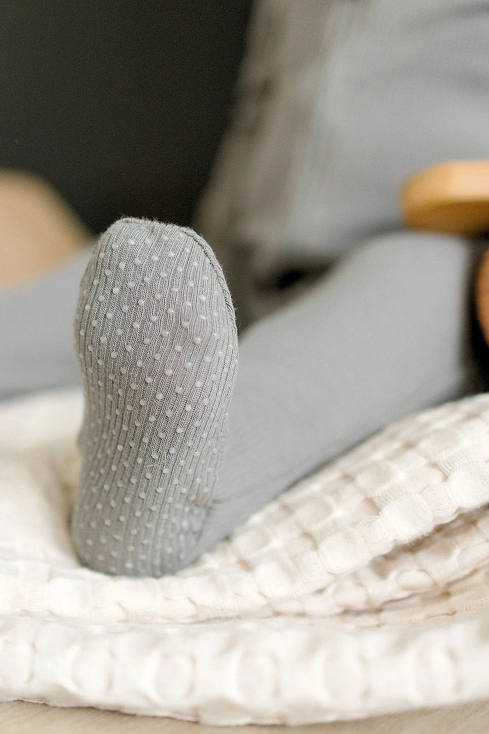 Grey Ribbed Zipper Footed Pajama, Organic Cotton, Baby Essentials - Image 3