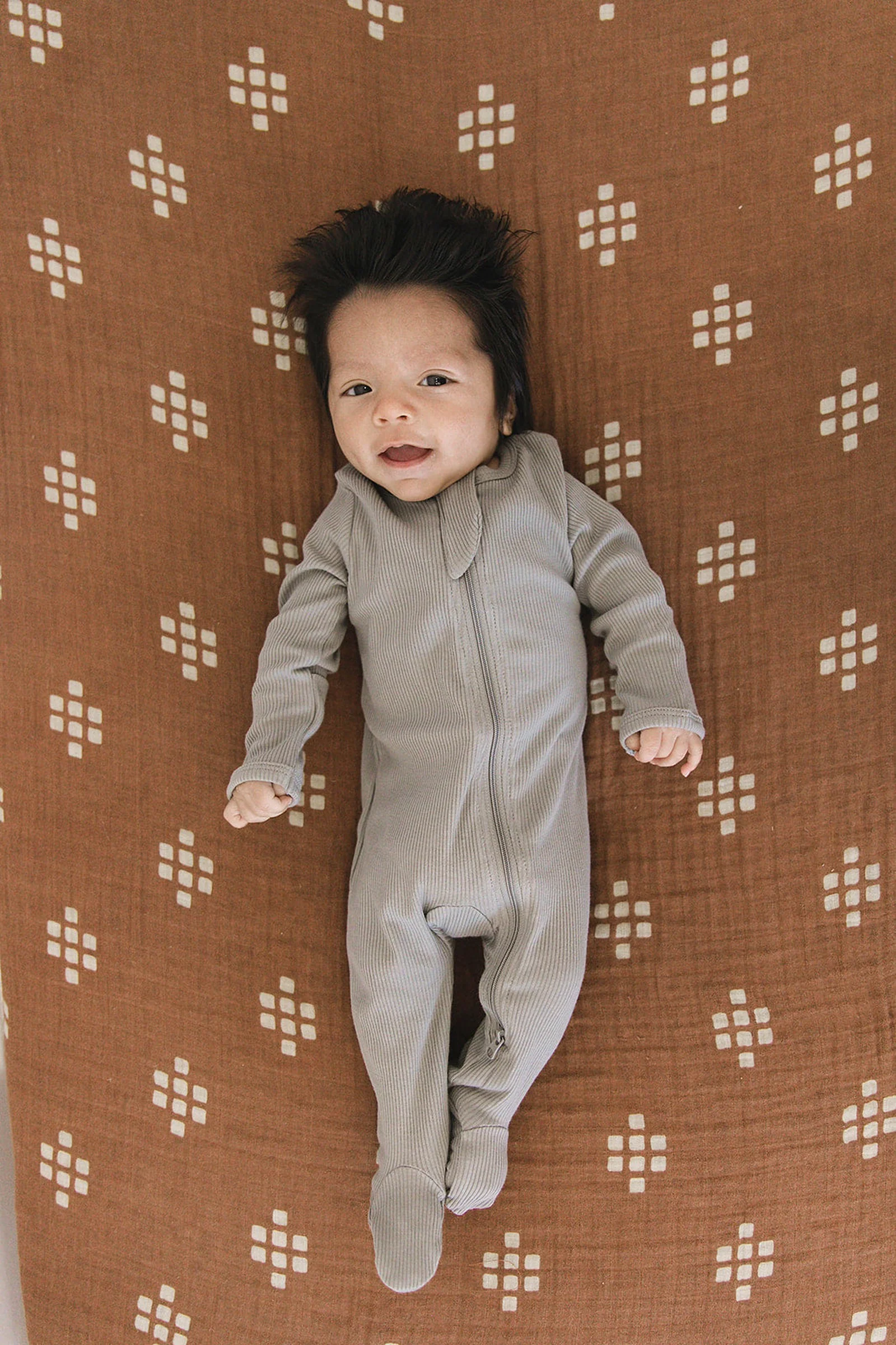 Grey Ribbed Zipper Footed Pajama, Organic Cotton, Baby Essentials - Image 8