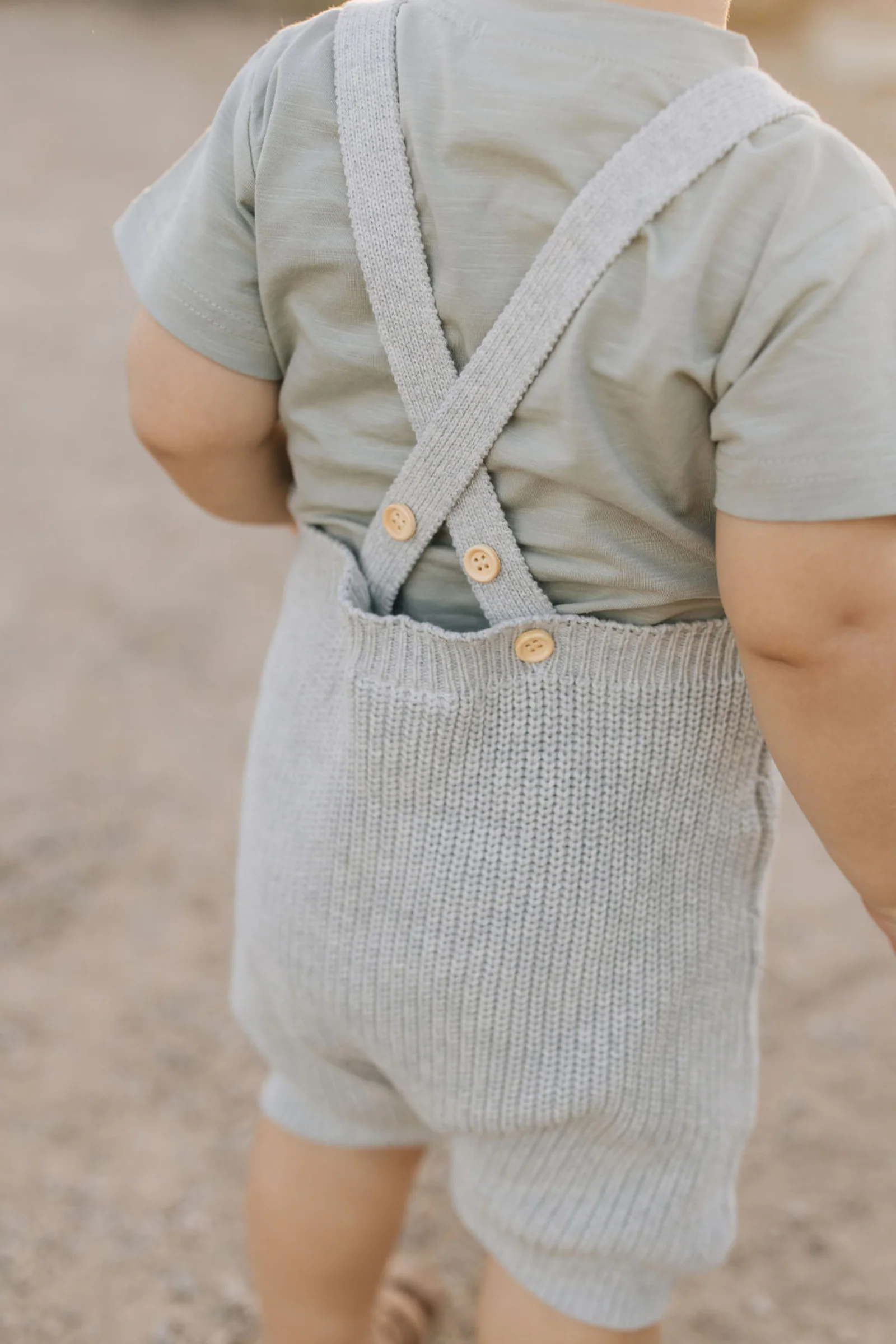 Heather Grey Pocket Knit Overalls, 100% Cotton, Rodeo Collection, Baby - Image 3