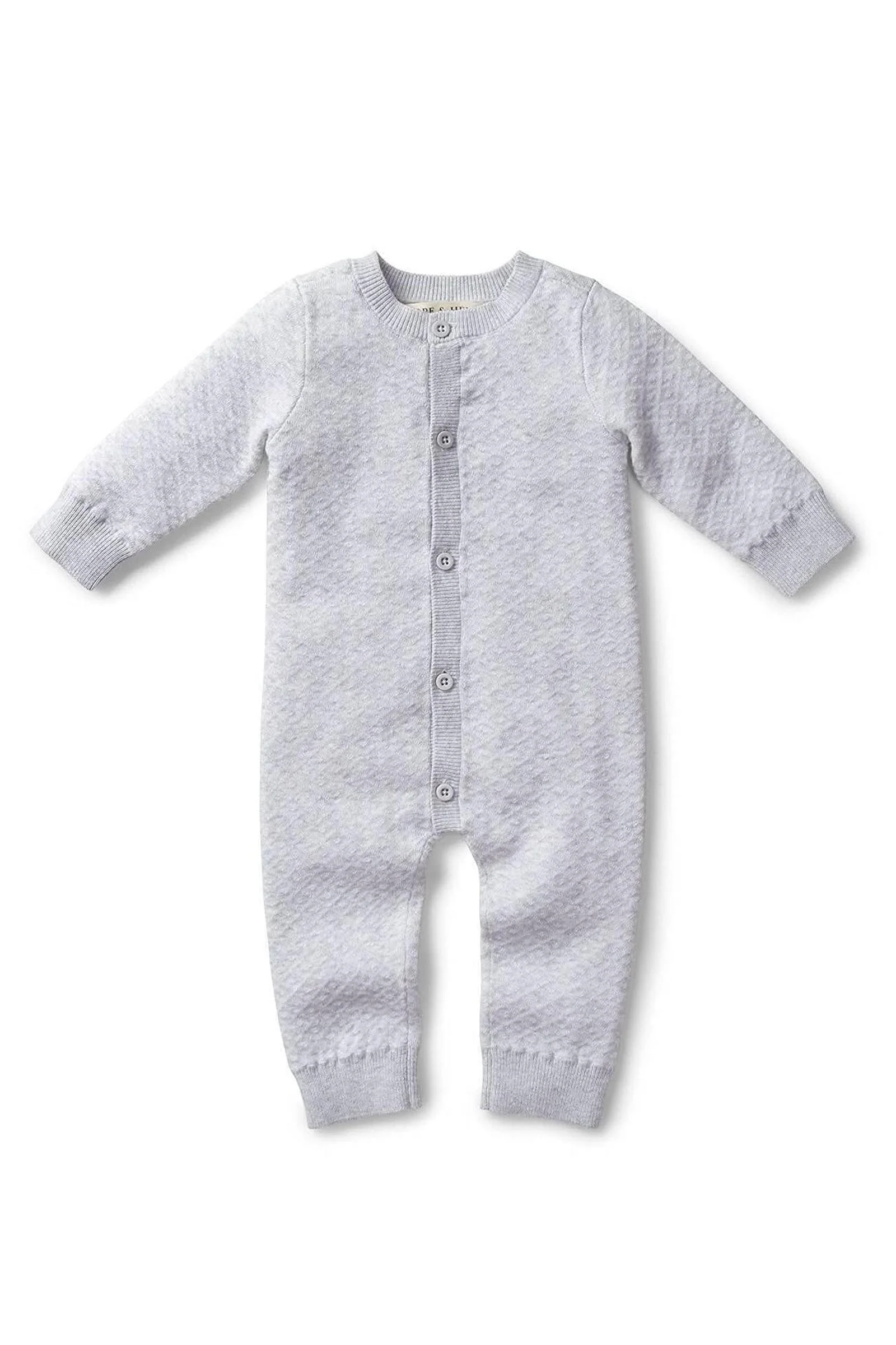 Organic Cotton Jacquard Sweater Romper, Gender Neutral, Gray, Baby - Image 2
