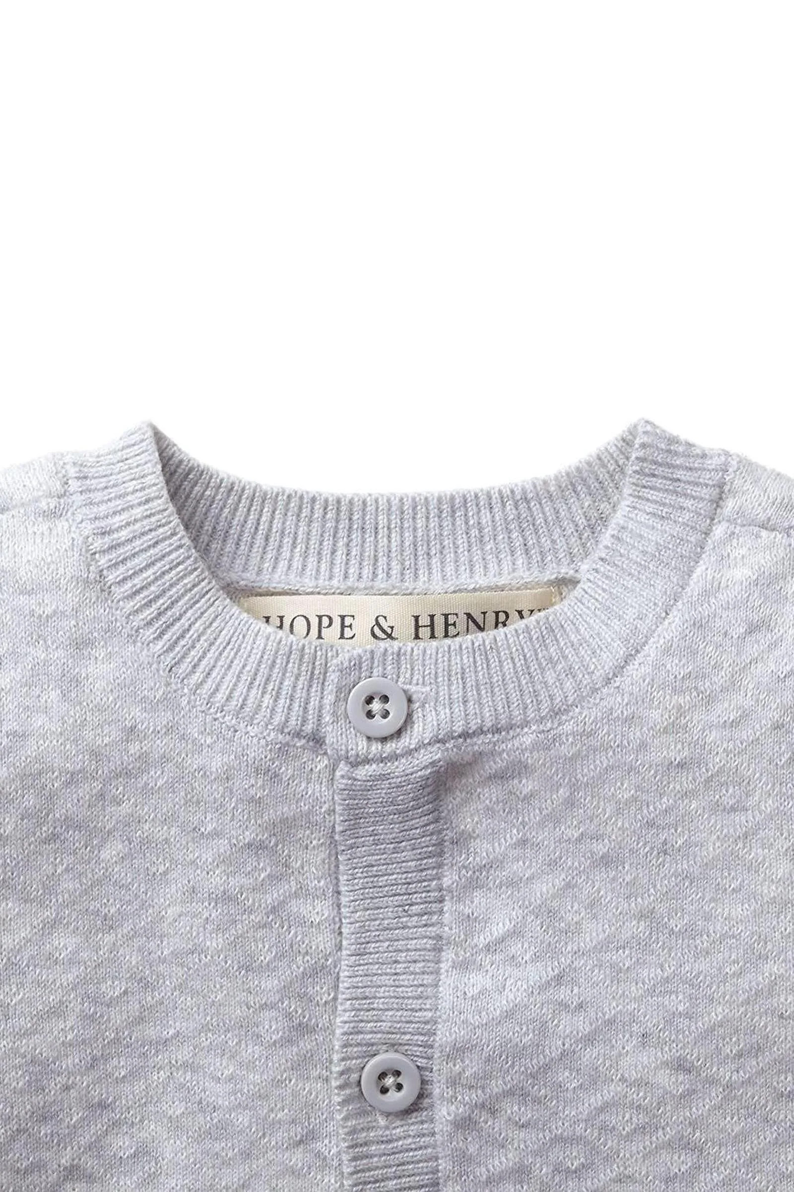 Organic Cotton Jacquard Sweater Romper, Gender Neutral, Gray, Baby - Image 3