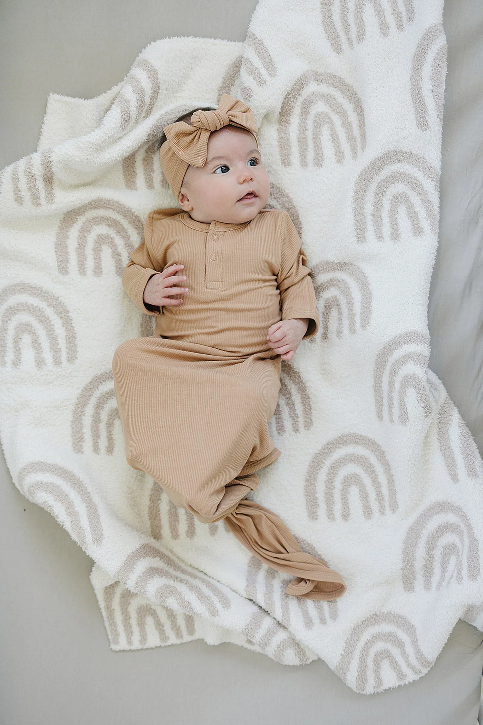 Baby Girl Latte Ribbed Head Wrap, Bamboo, Baby - Image 4